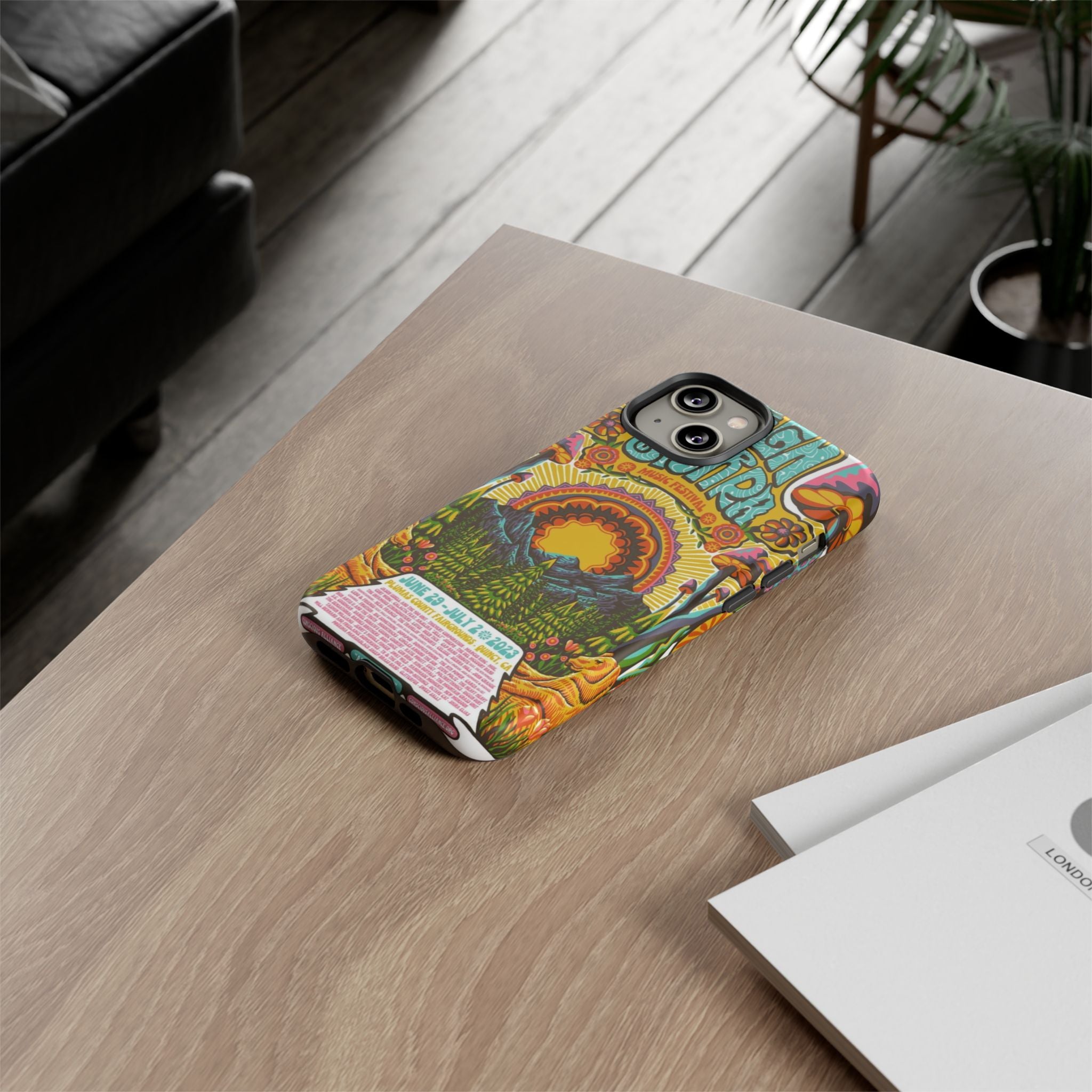 Psychedelic Festival Forest – Retro Mushroom Tough iPhone Case
