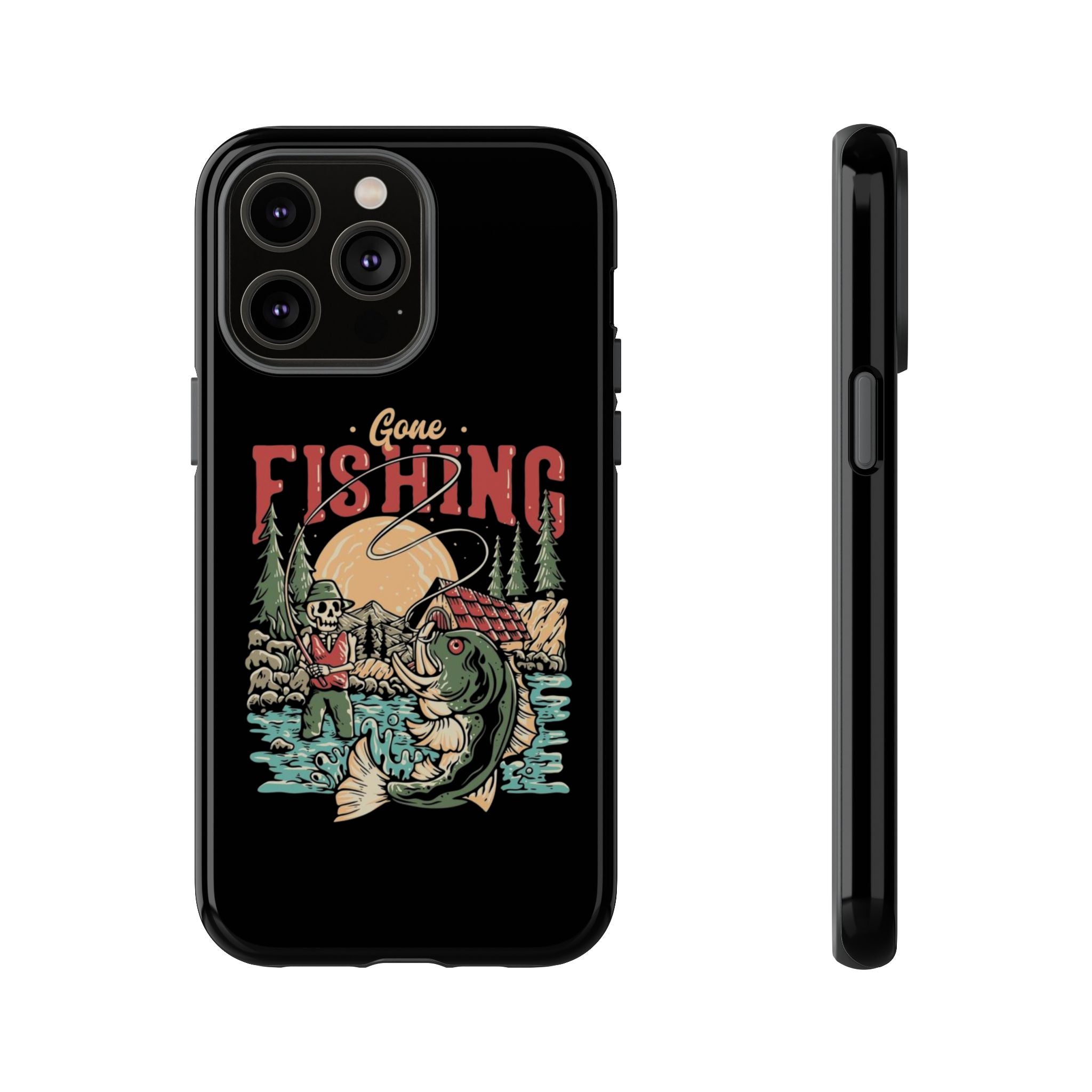 Gone Fishing Skeleton – Vintage Angler iPhone Case