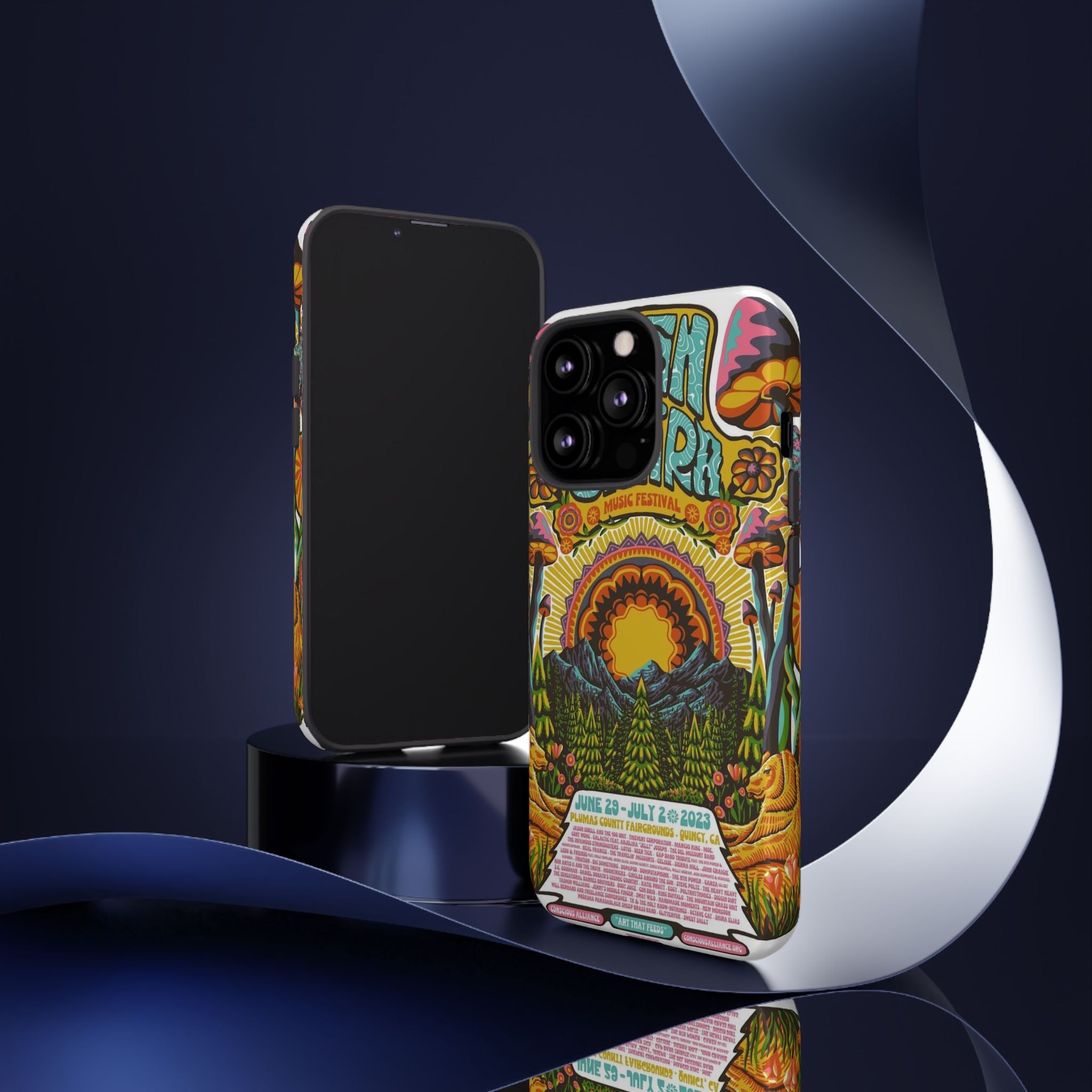 Psychedelic Festival Forest – Retro Mushroom Tough iPhone Case