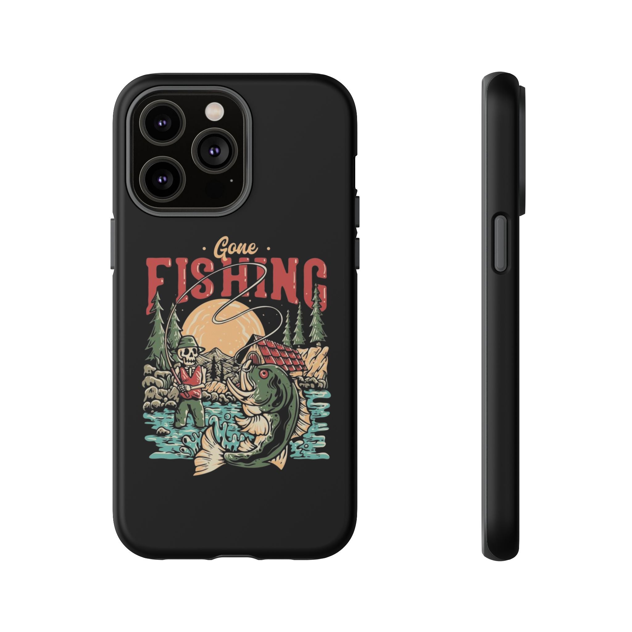 Gone Fishing Skeleton – Vintage Angler iPhone Case