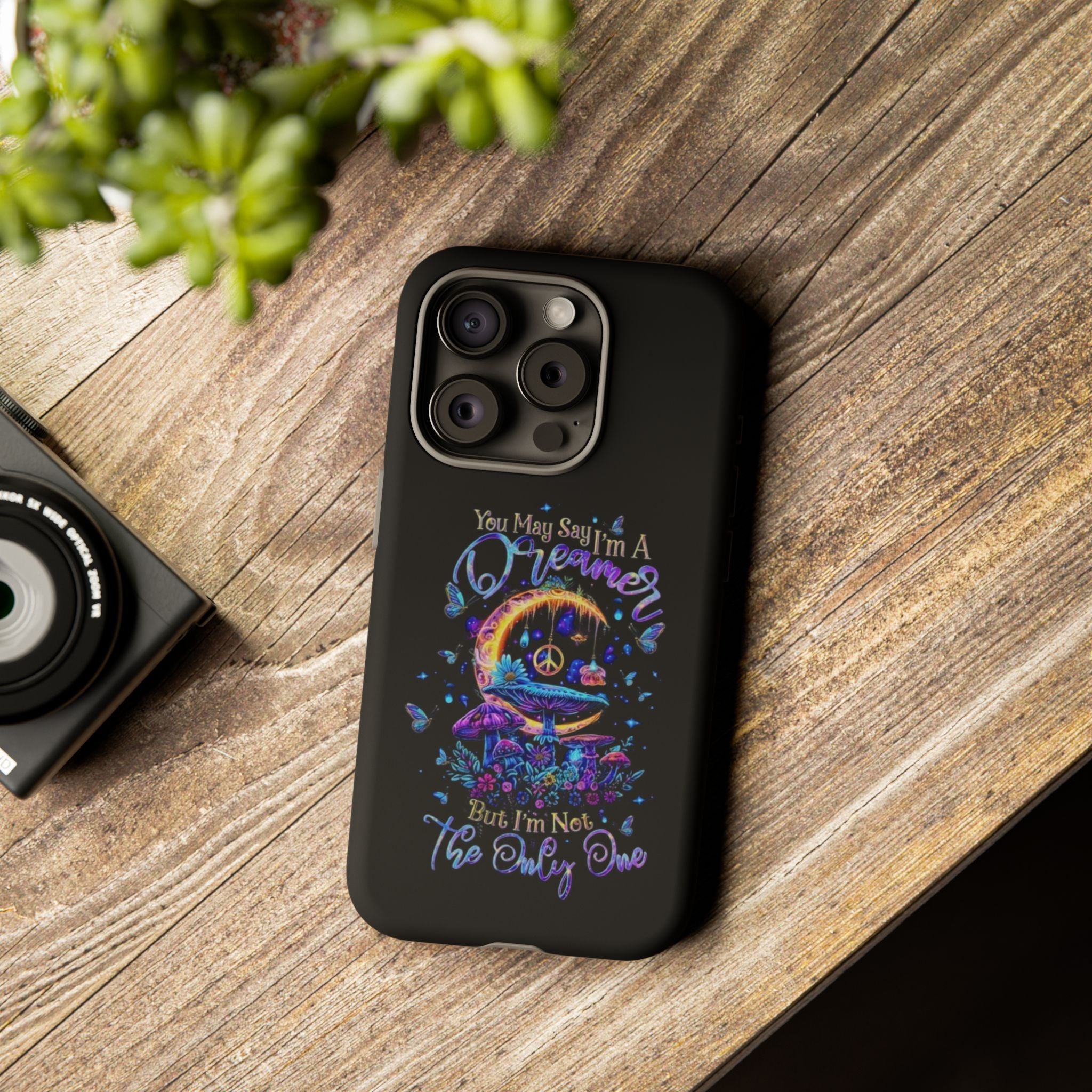 Dreamer Moon & Mushrooms – Neon Psychedelic iPhone Case
