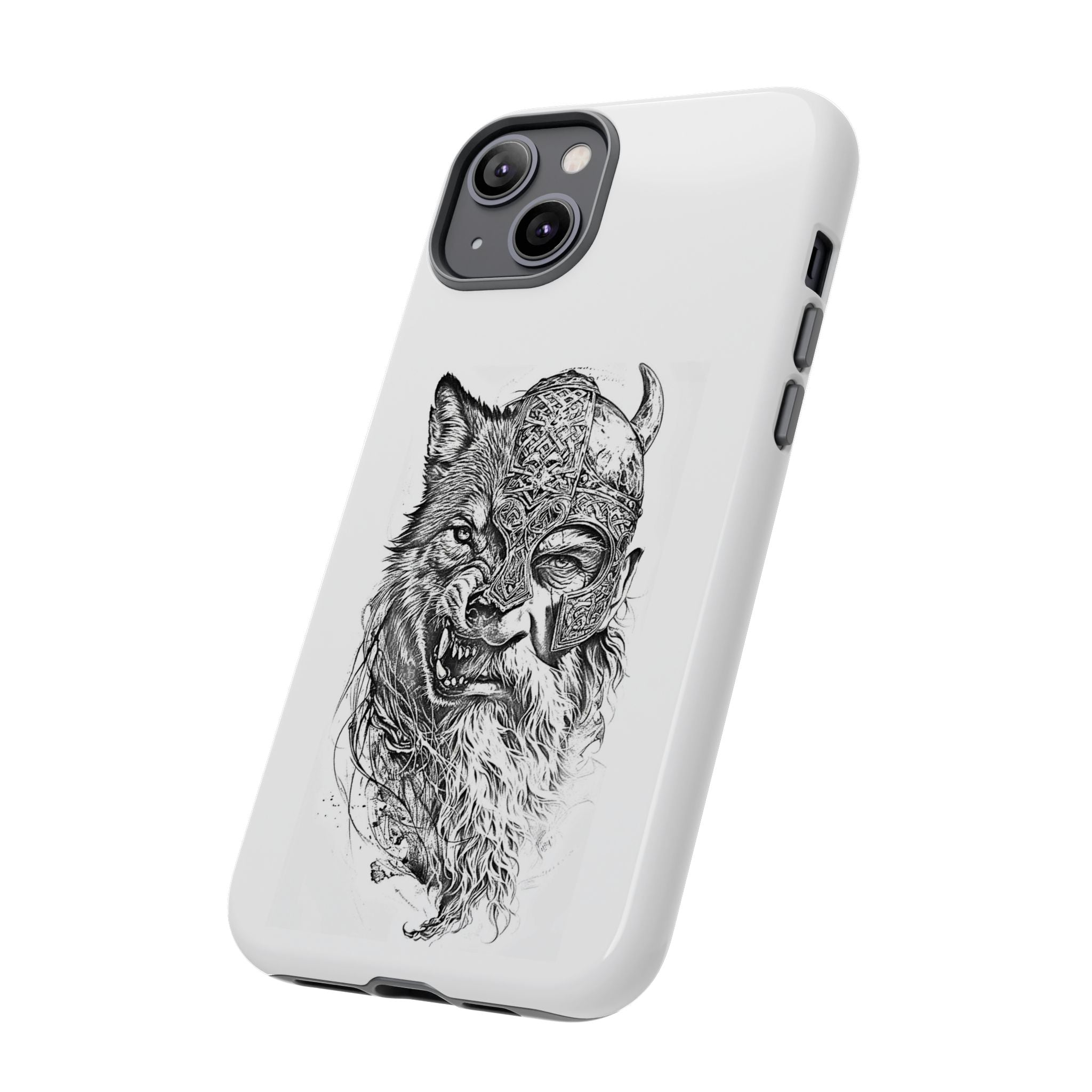 Viking Wolf Spirit – Norse Warrior Fusion iPhone Case