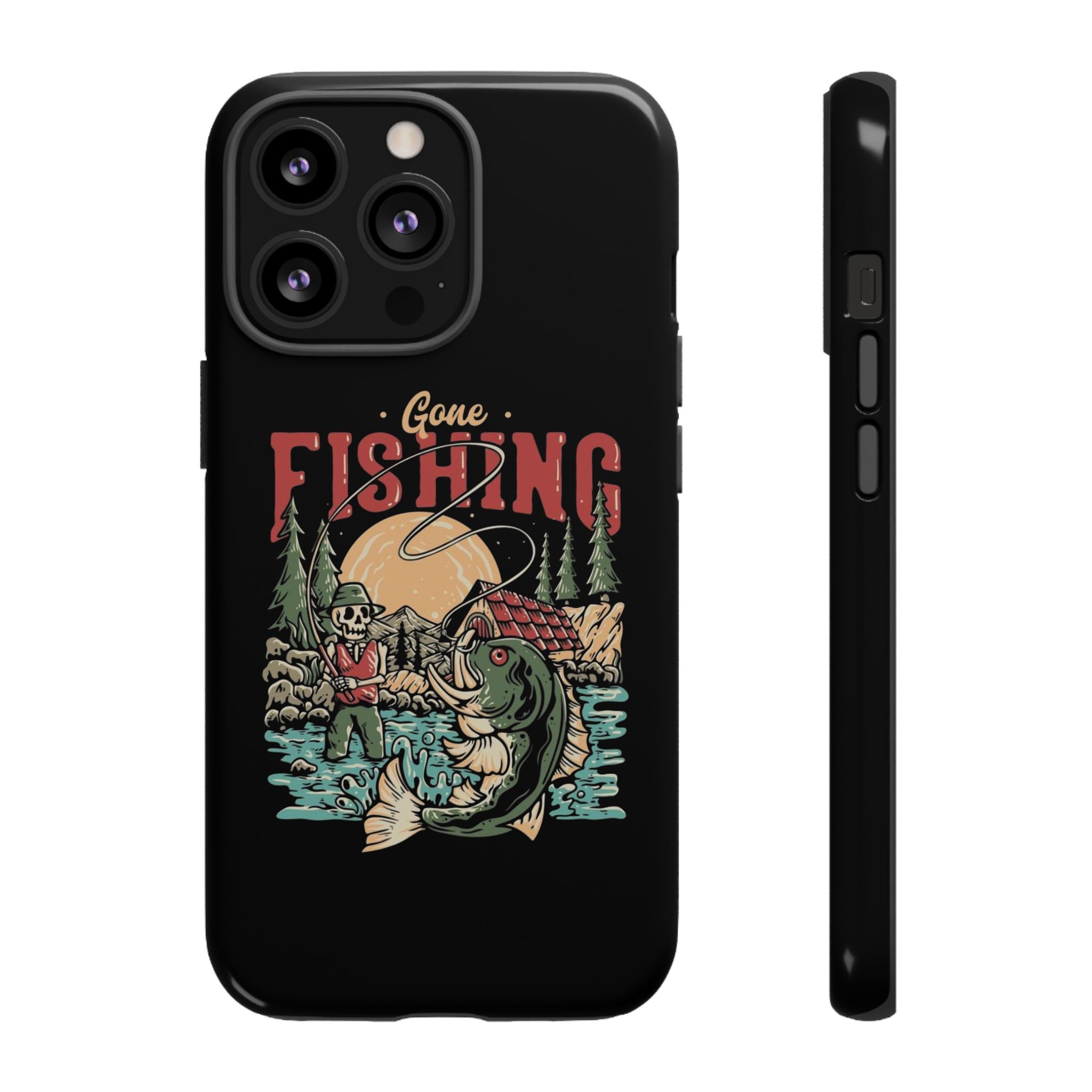 Gone Fishing Skeleton – Vintage Angler iPhone Case