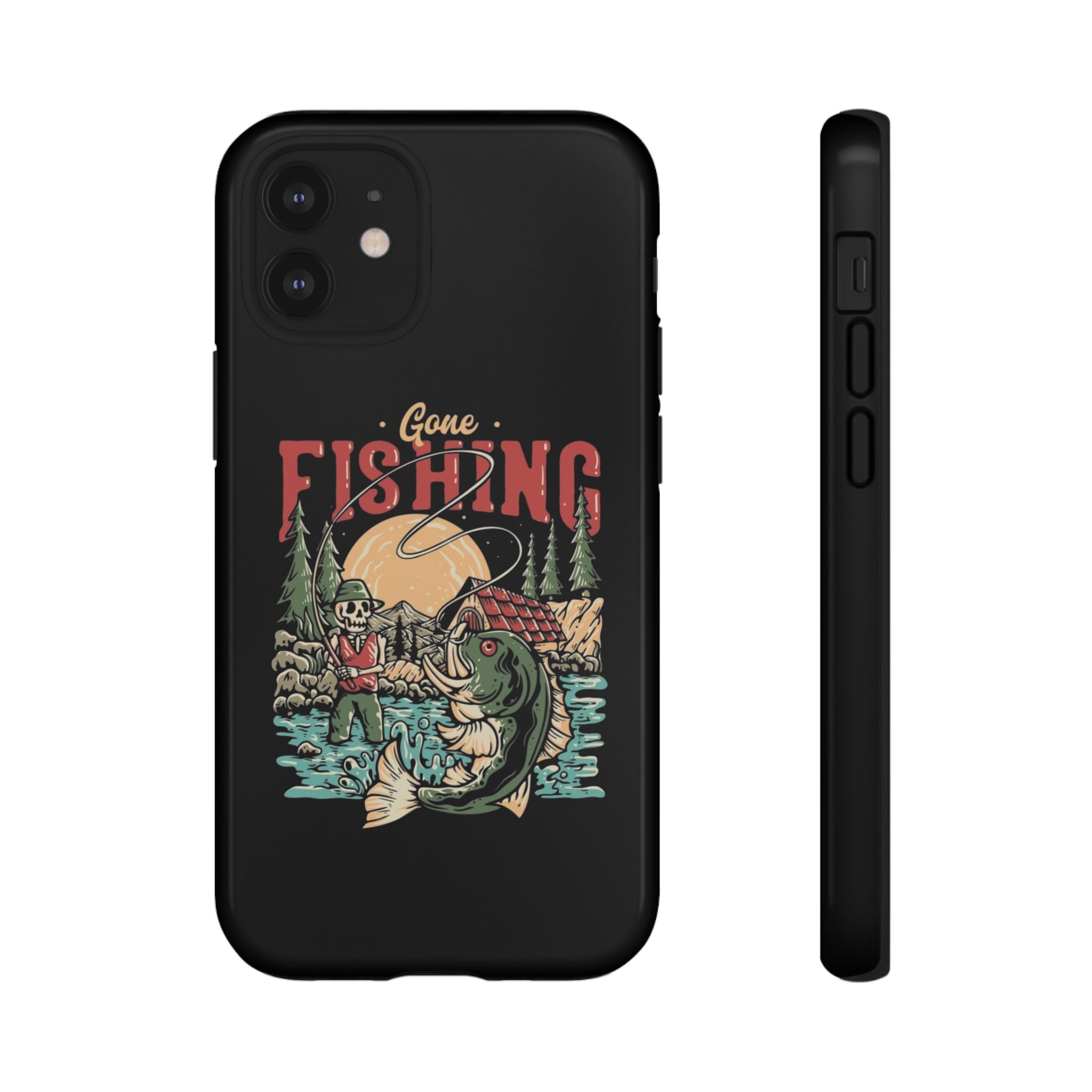 Gone Fishing Skeleton – Vintage Angler iPhone Case