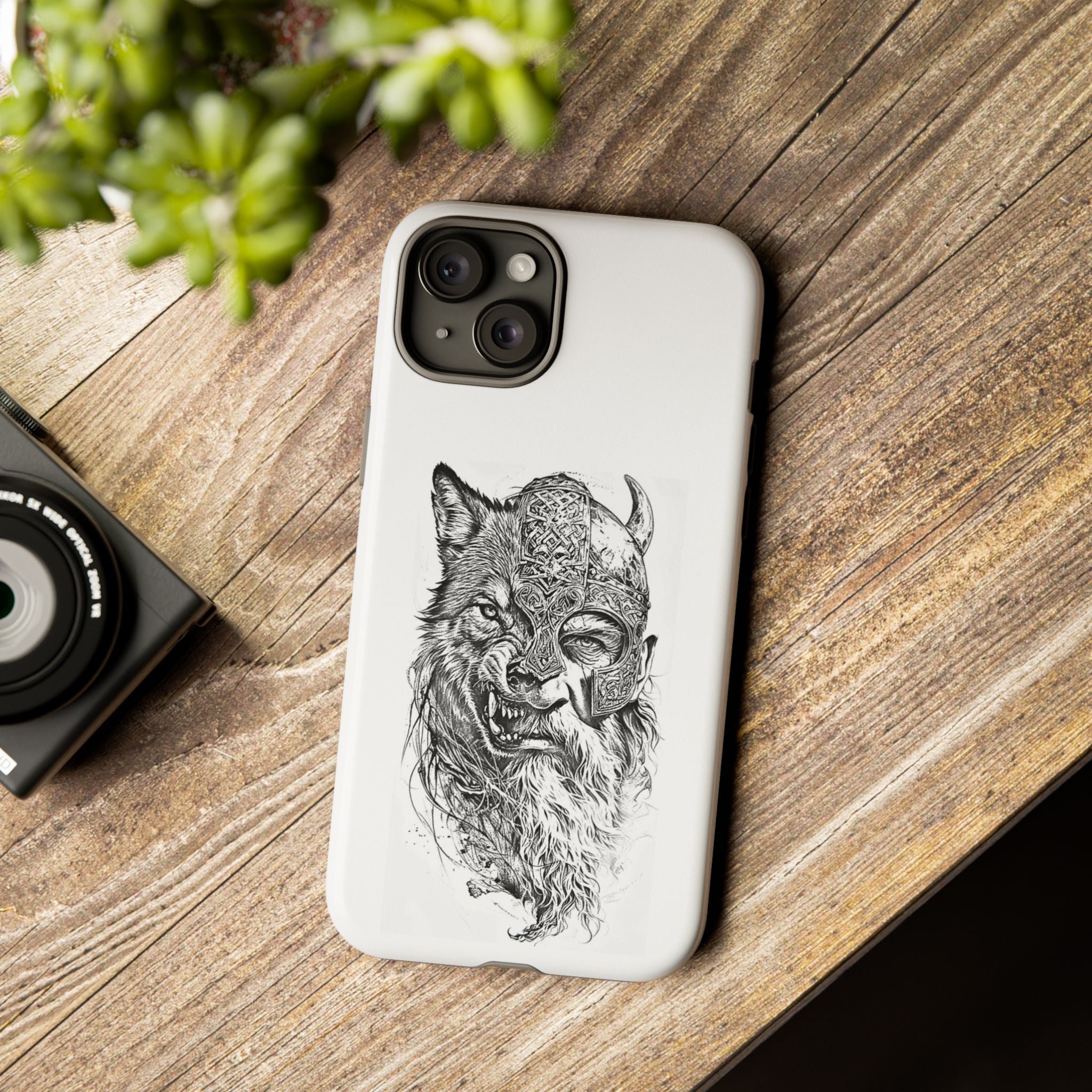 Viking Wolf Spirit – Norse Warrior Fusion iPhone Case