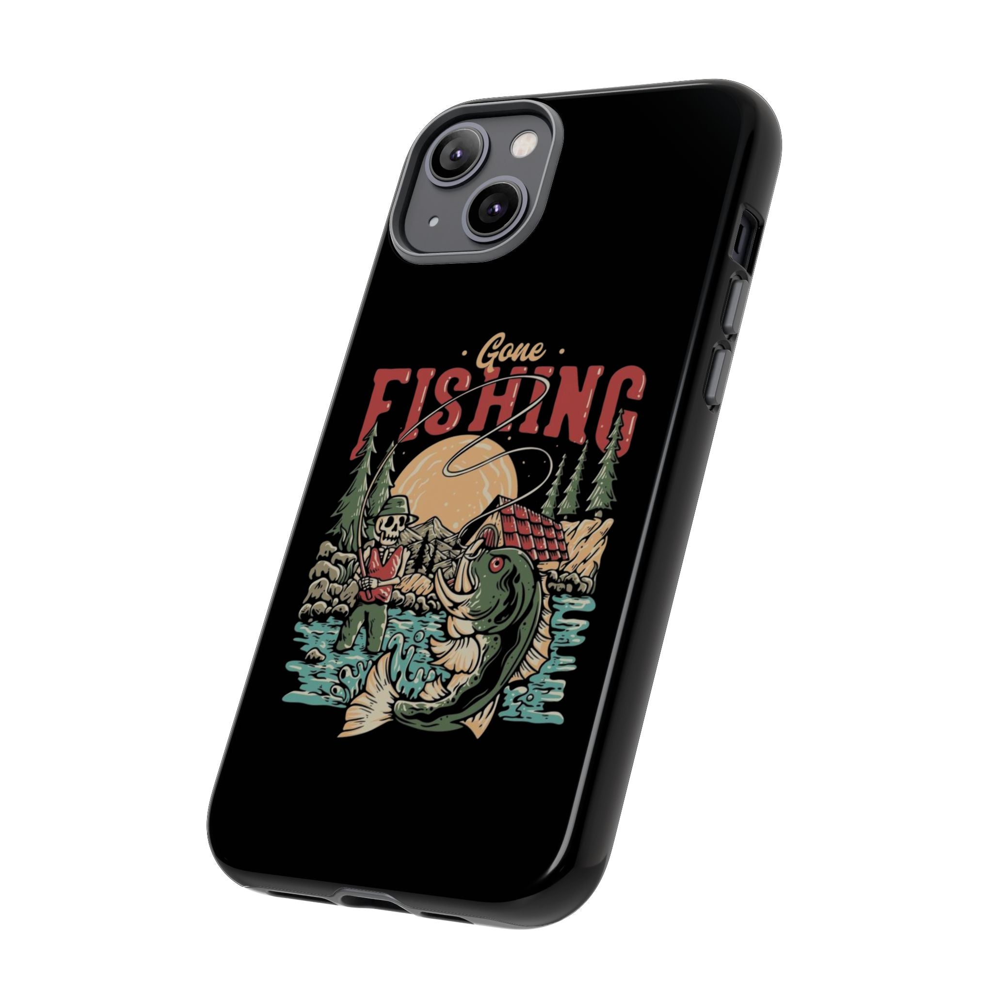 Gone Fishing Skeleton – Vintage Angler iPhone Case