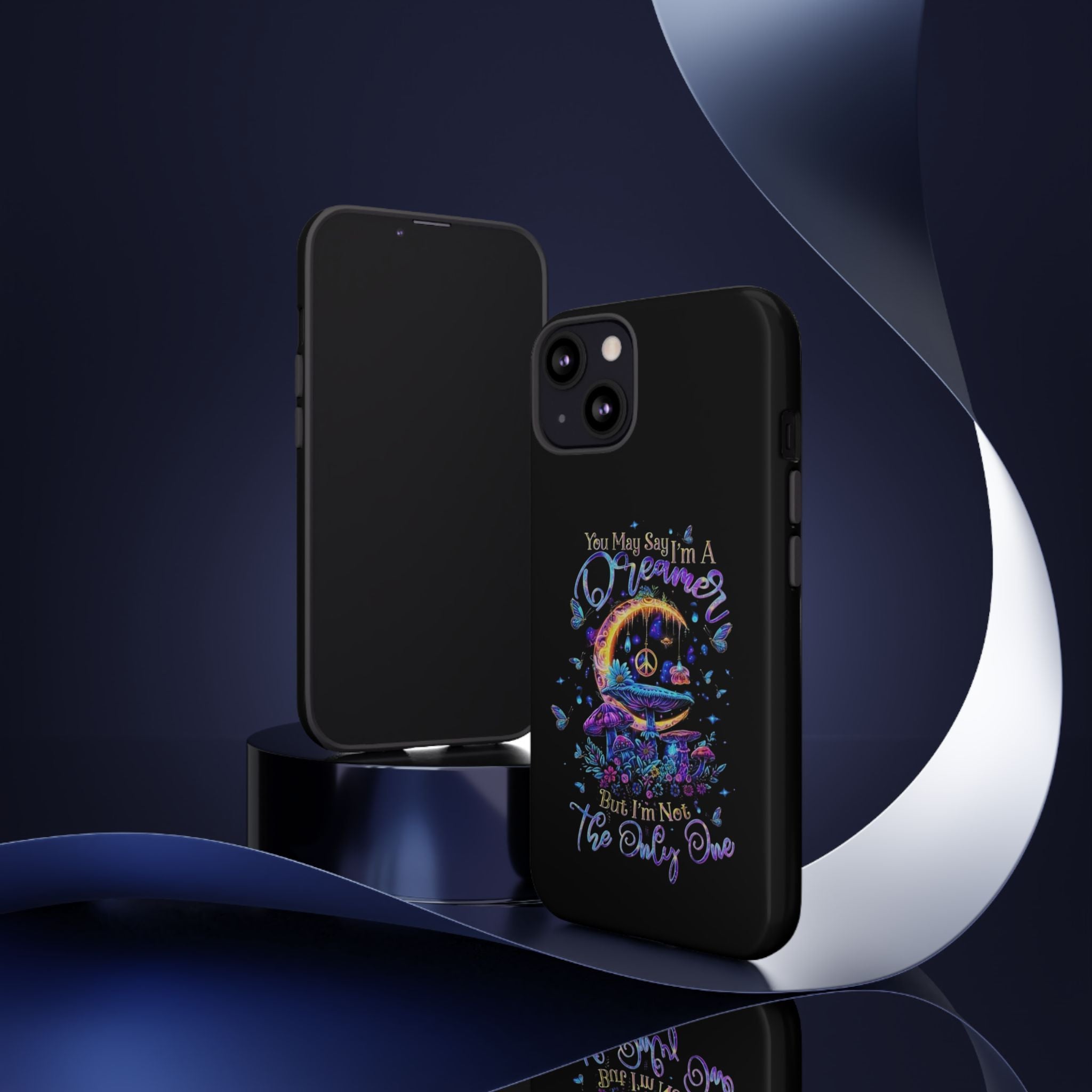 Dreamer Moon & Mushrooms – Neon Psychedelic iPhone Case