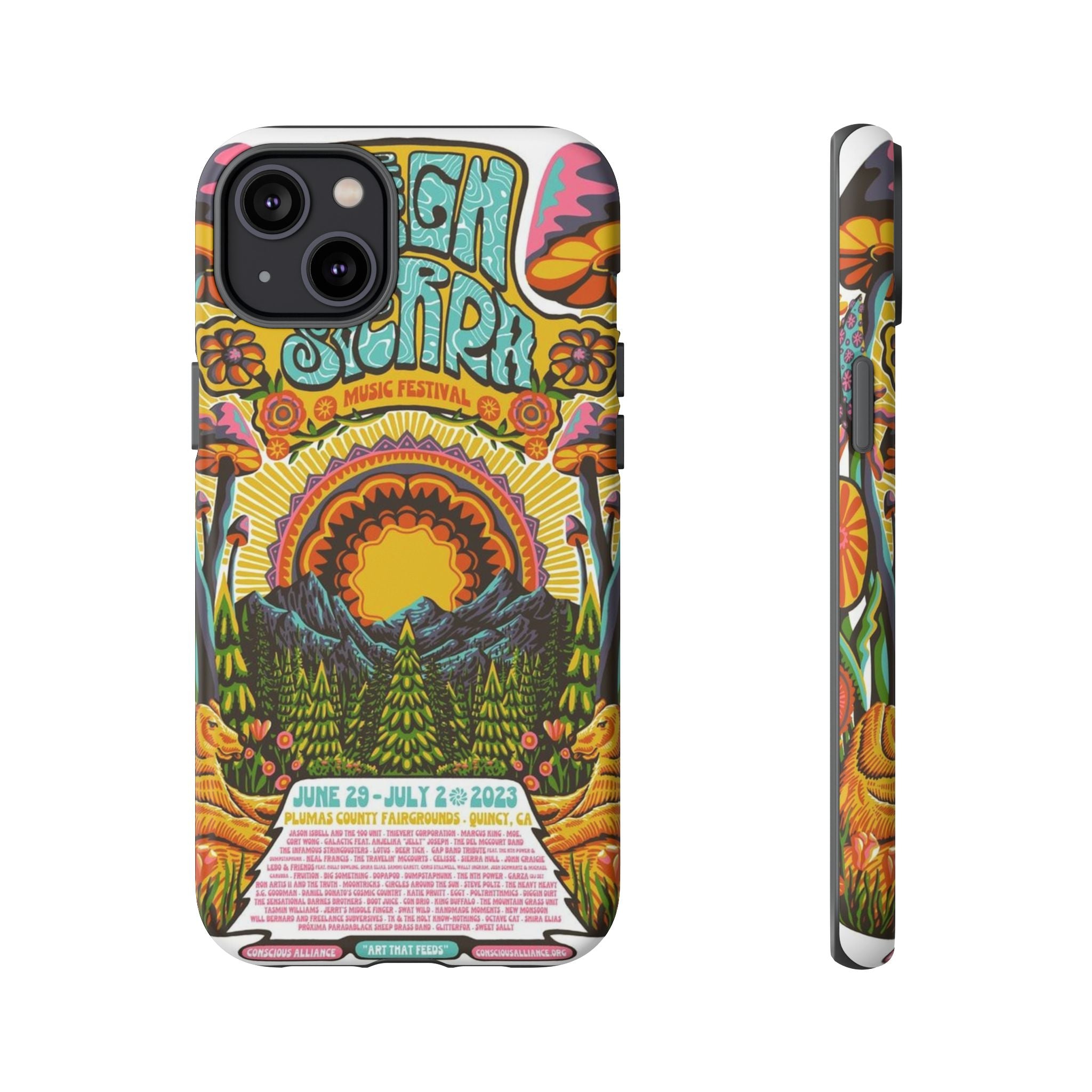 Psychedelic Festival Forest – Retro Mushroom Tough iPhone Case