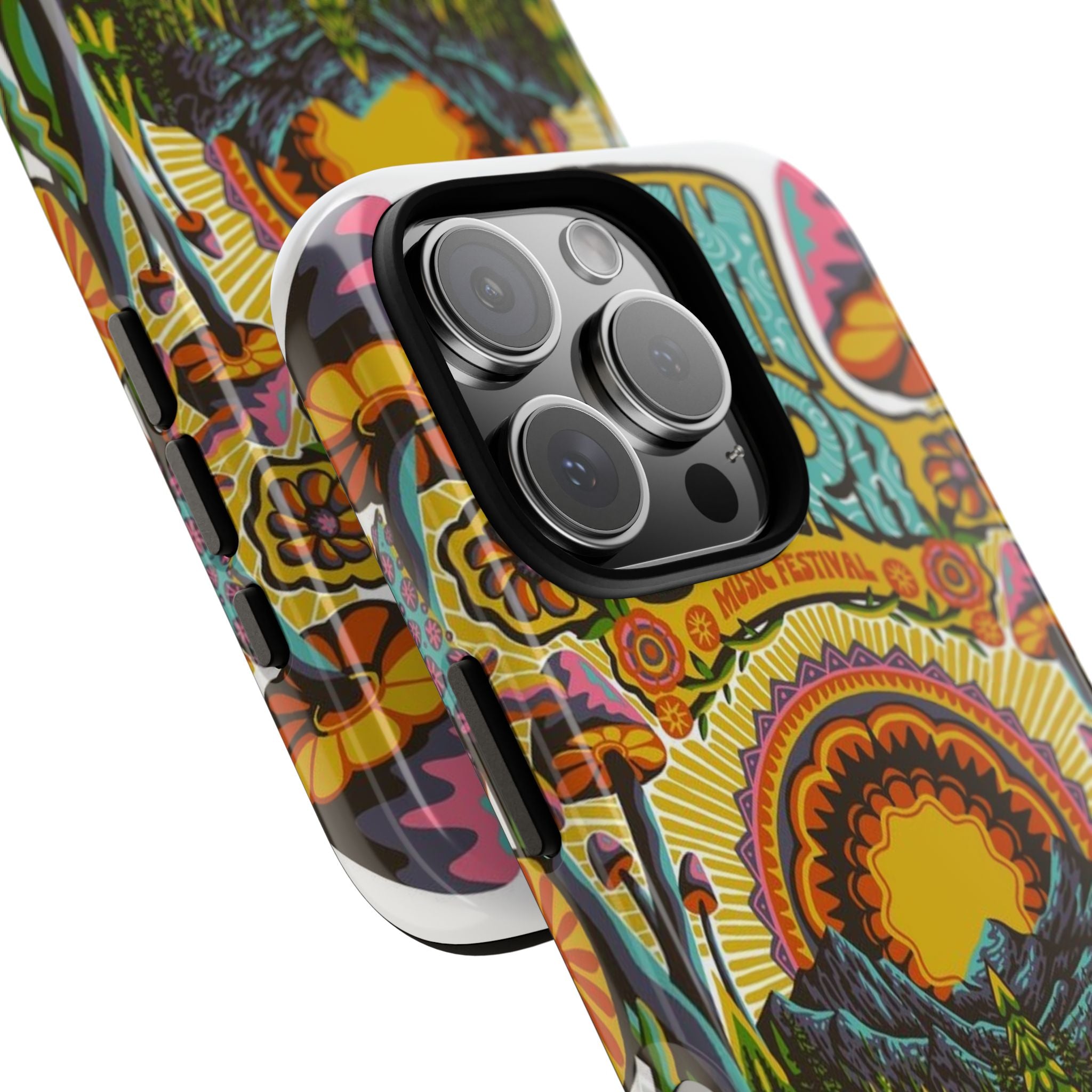 Psychedelic Festival Forest – Retro Mushroom Tough iPhone Case