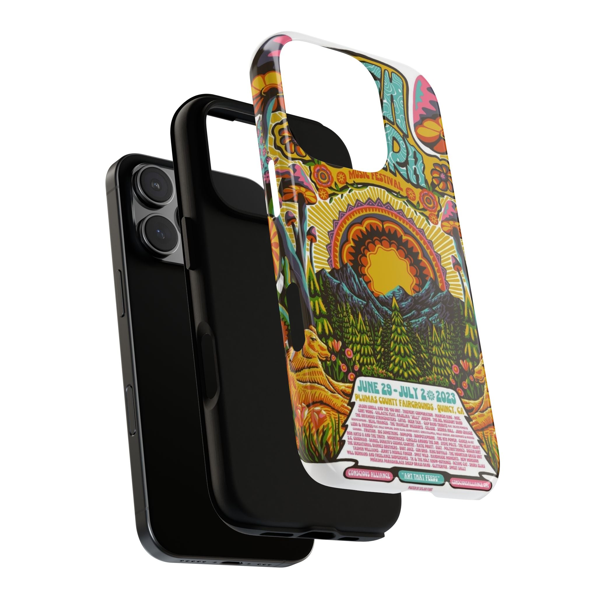 Psychedelic Festival Forest – Retro Mushroom Tough iPhone Case