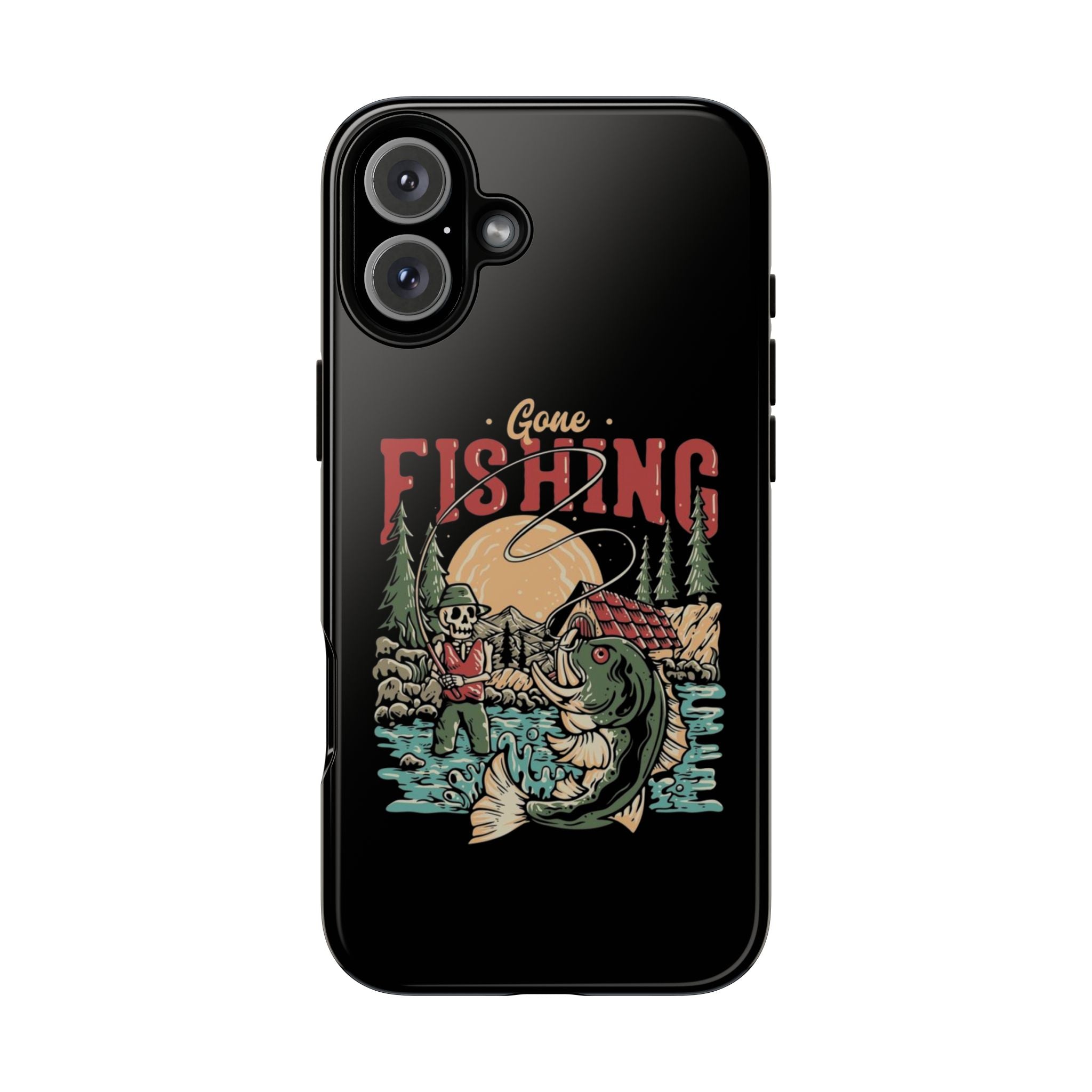 Gone Fishing Skeleton – Vintage Angler iPhone Case