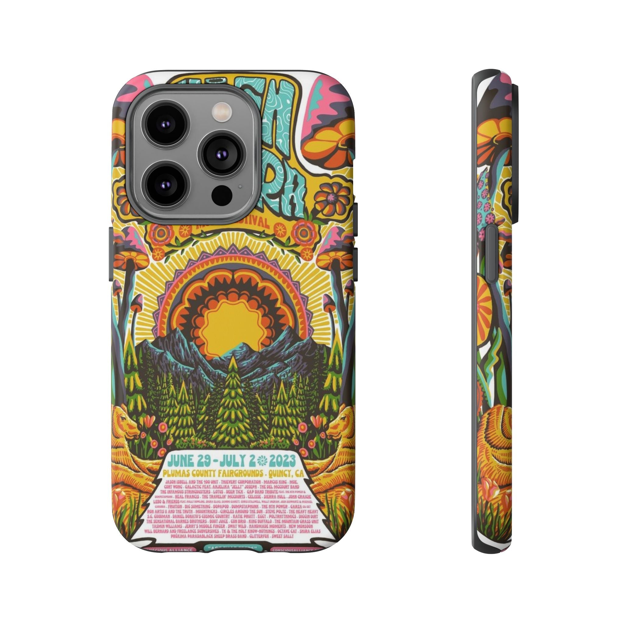 Psychedelic Festival Forest – Retro Mushroom Tough iPhone Case