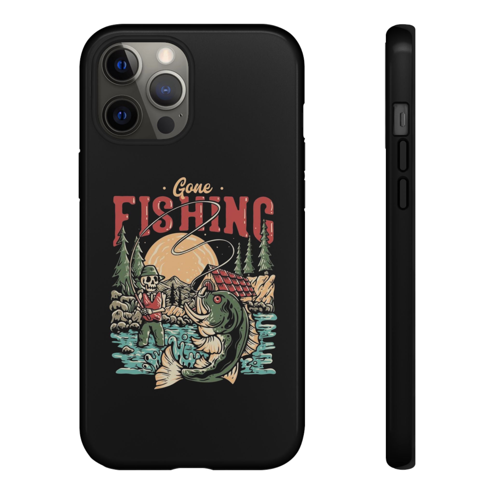 Gone Fishing Skeleton – Vintage Angler iPhone Case
