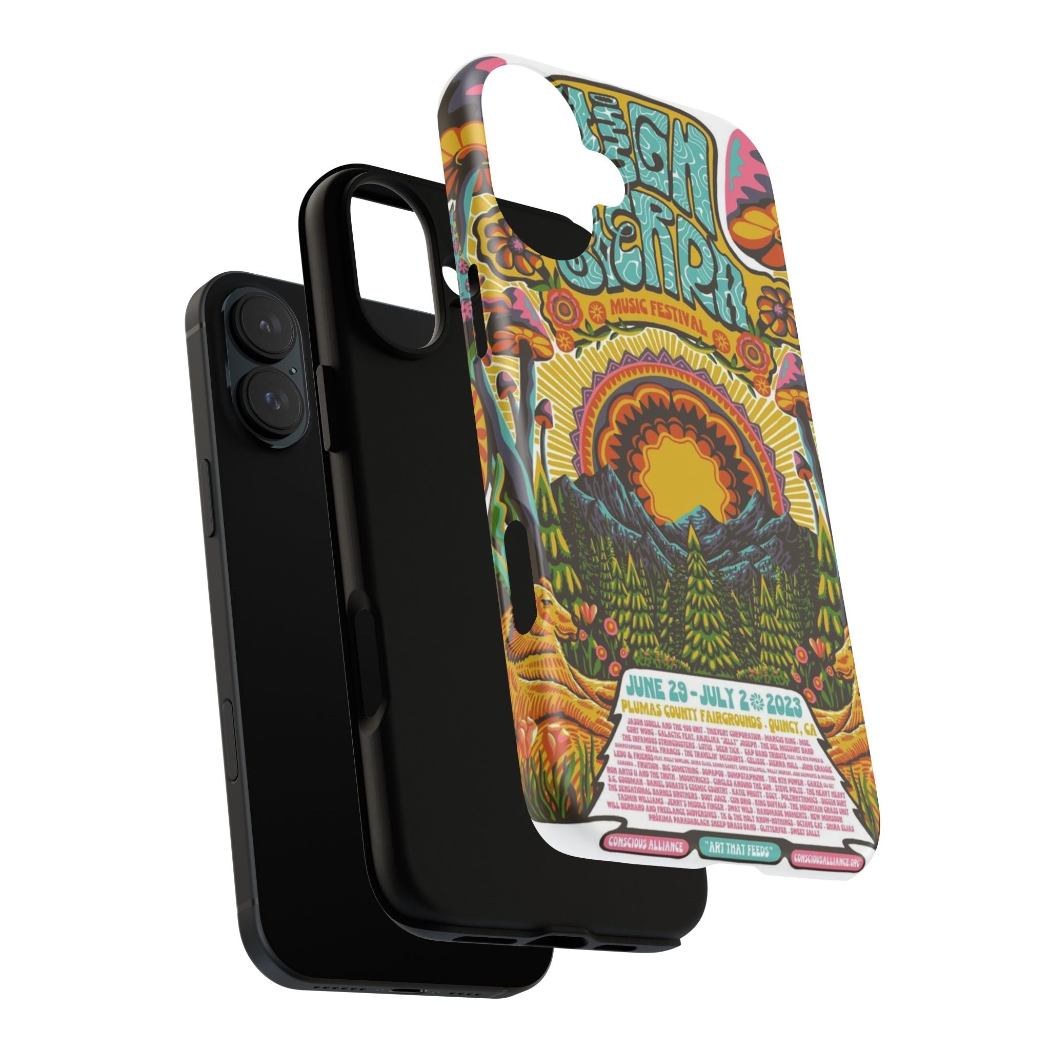 Psychedelic Festival Forest – Retro Mushroom Tough iPhone Case