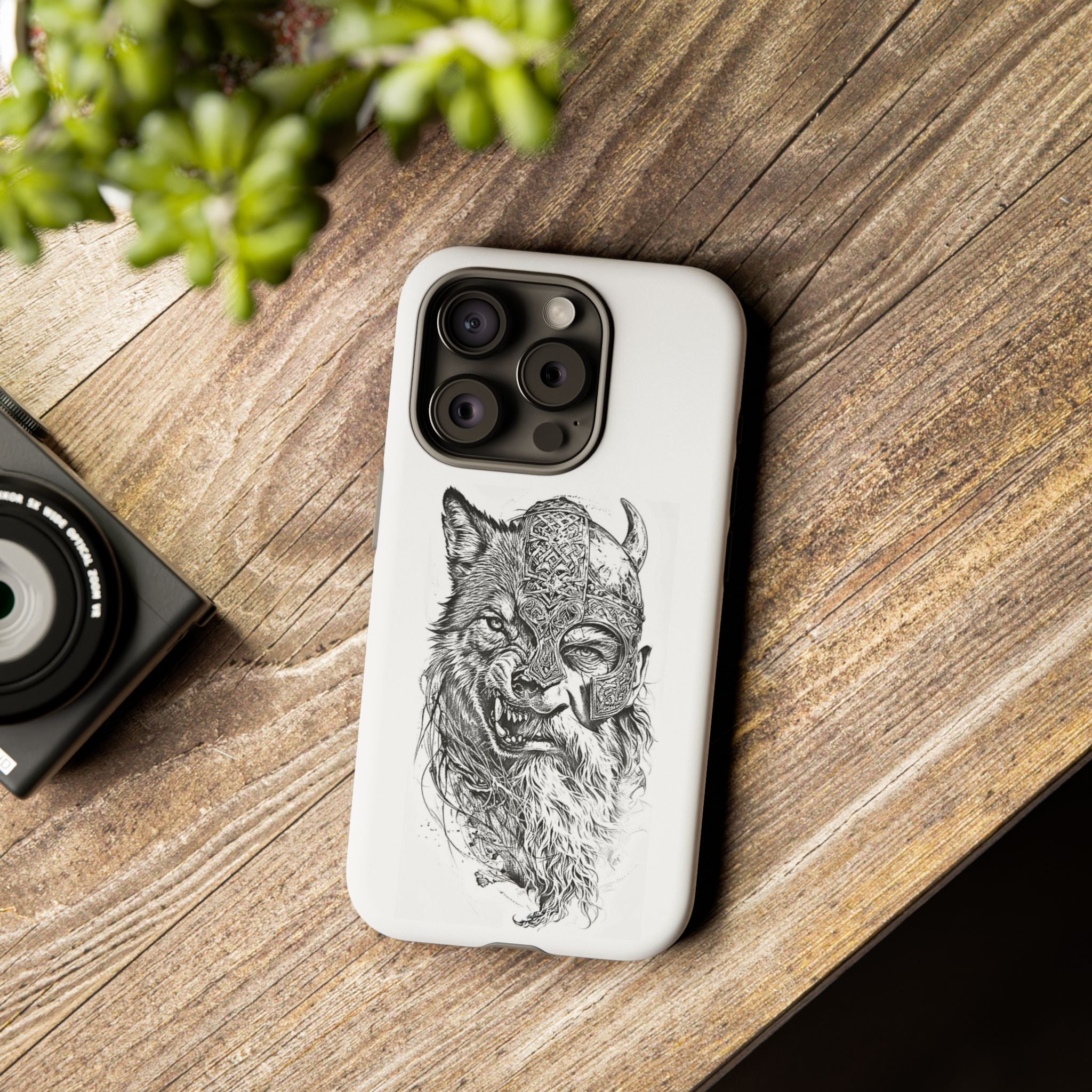 Viking Wolf Spirit – Norse Warrior Fusion iPhone Case