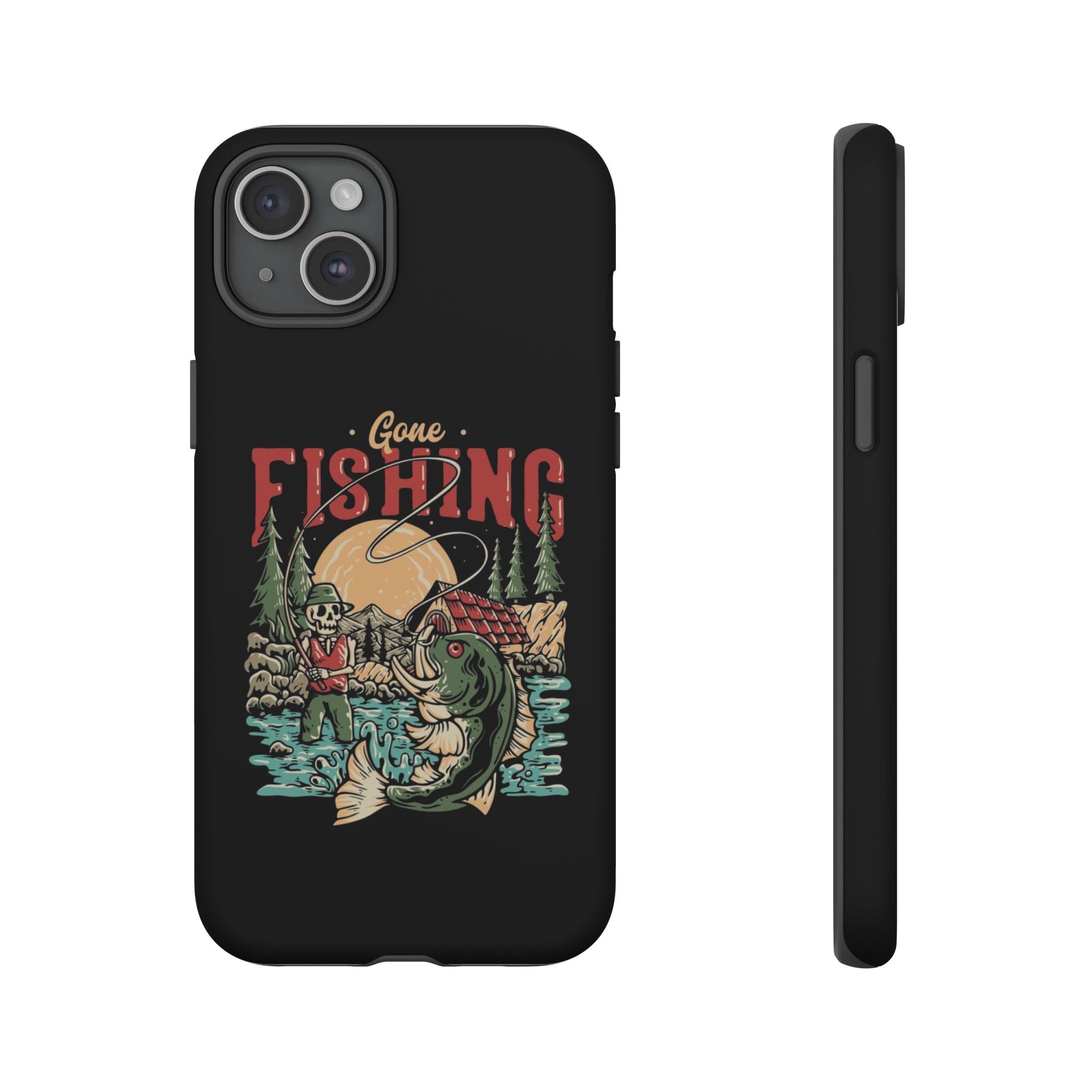 Gone Fishing Skeleton – Vintage Angler iPhone Case
