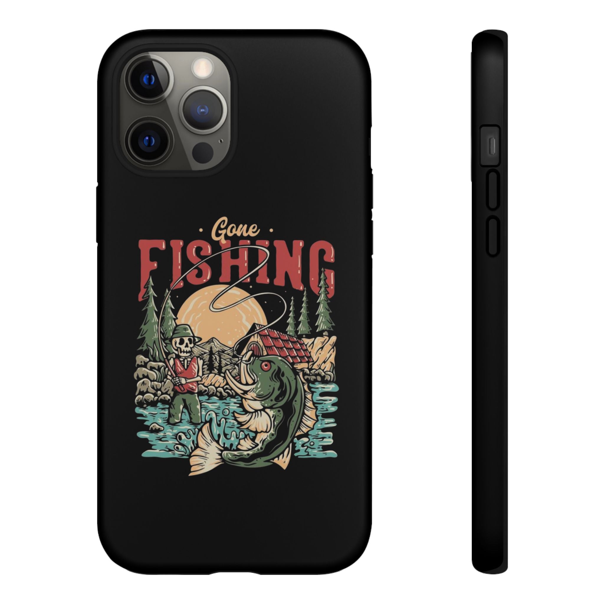 Gone Fishing Skeleton – Vintage Angler iPhone Case
