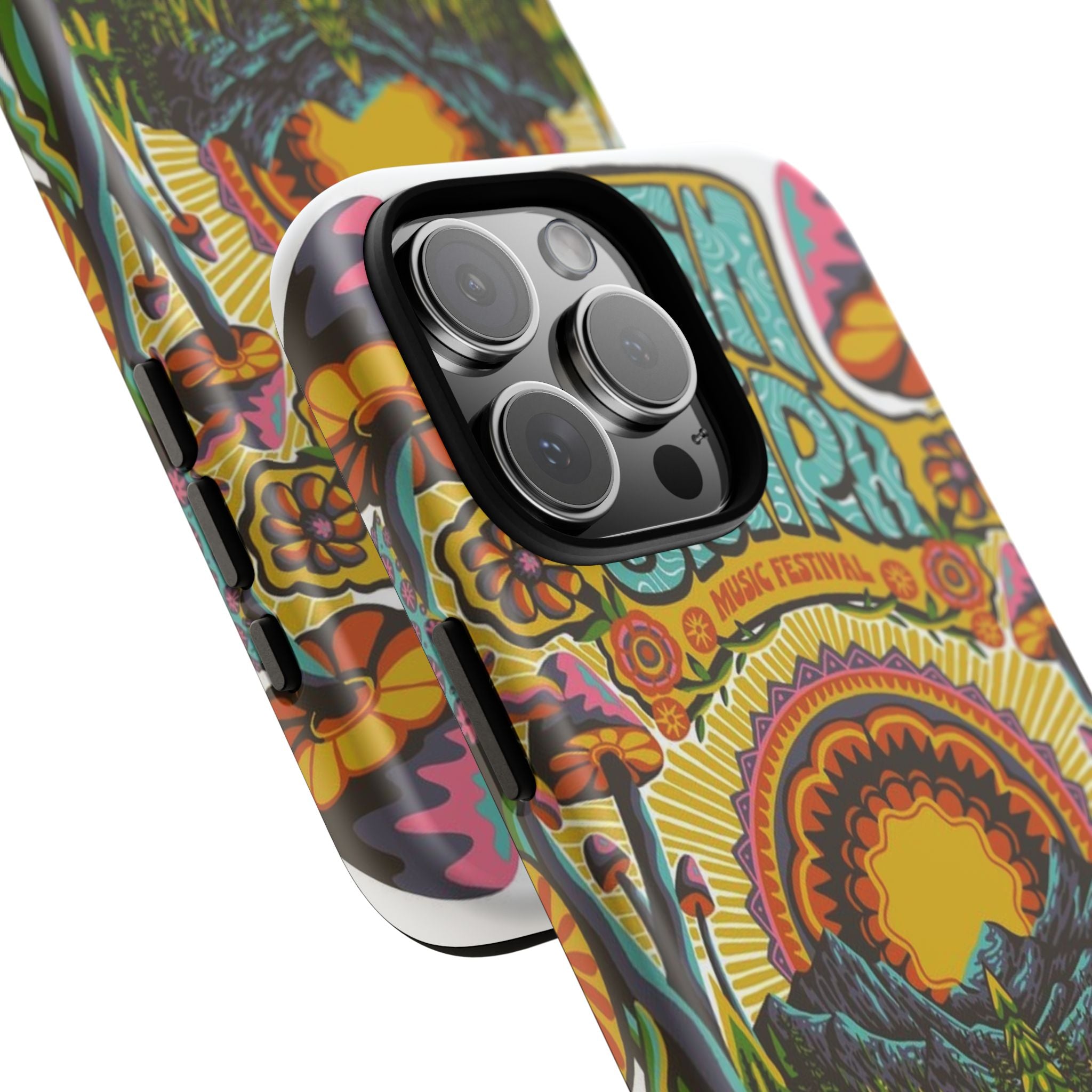 Psychedelic Festival Forest – Retro Mushroom Tough iPhone Case