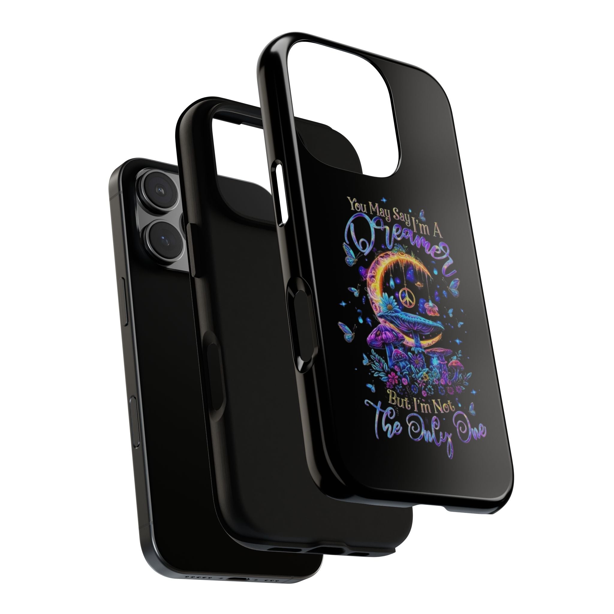 Dreamer Moon & Mushrooms – Neon Psychedelic iPhone Case