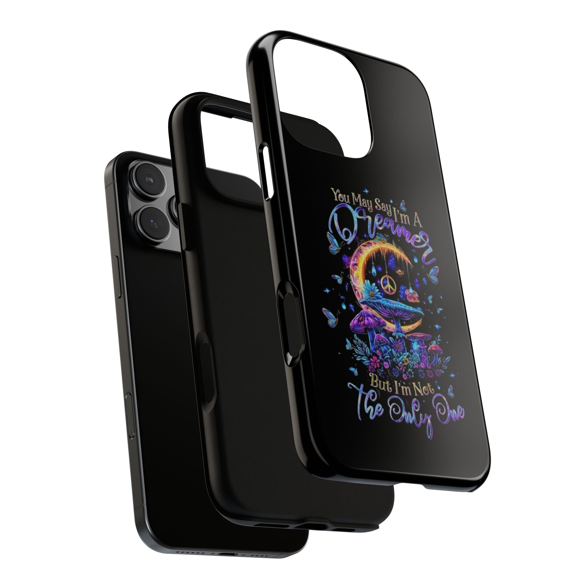 Dreamer Moon & Mushrooms – Neon Psychedelic iPhone Case