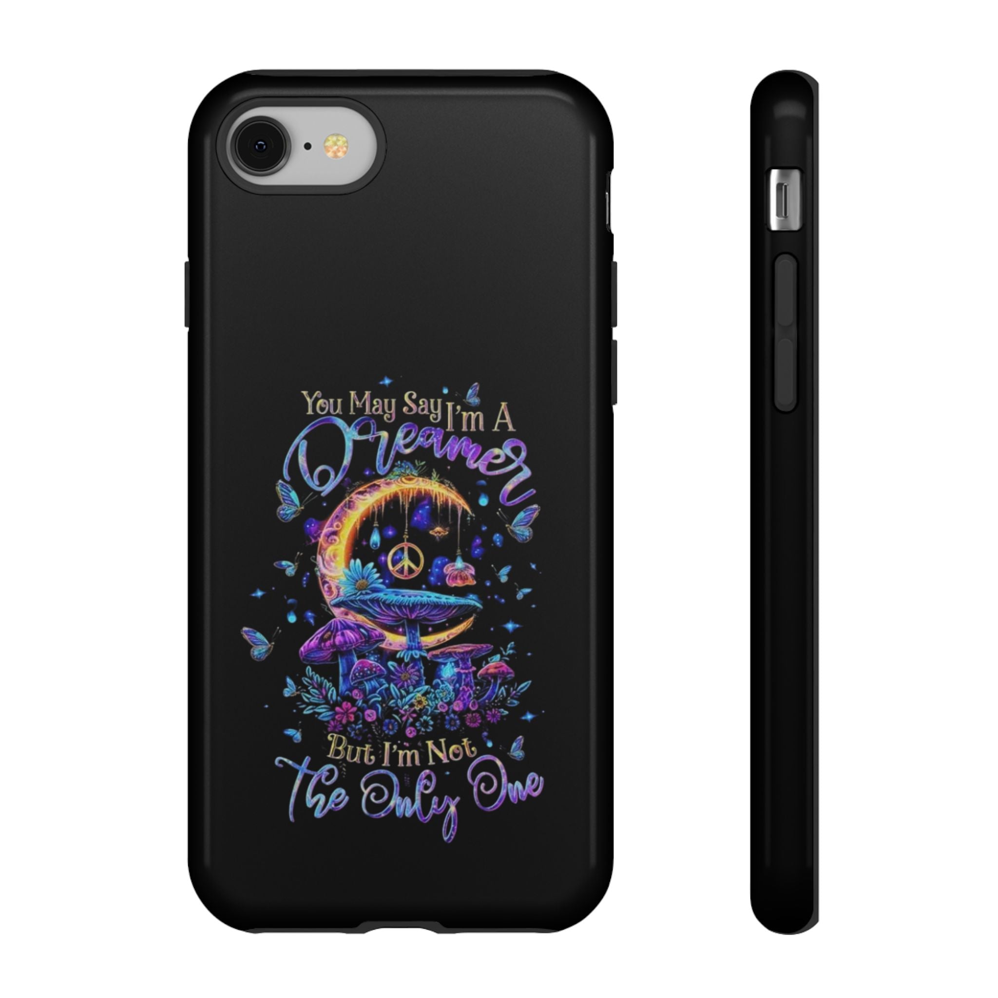 Dreamer Moon & Mushrooms – Neon Psychedelic iPhone Case
