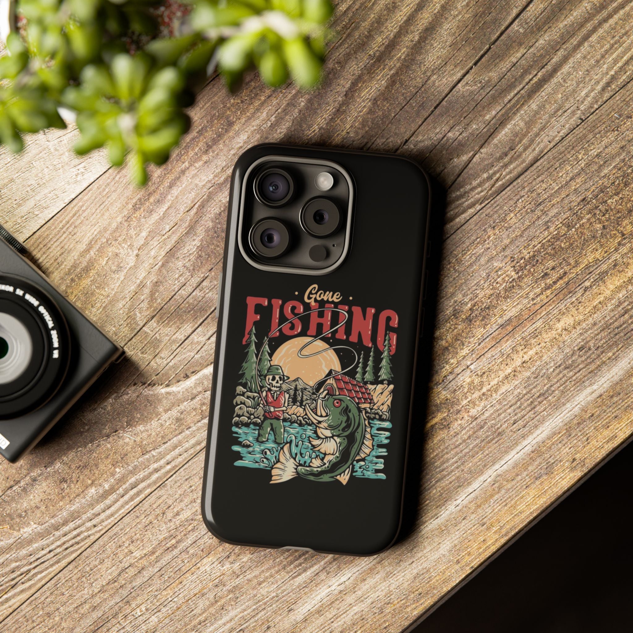 Gone Fishing Skeleton – Vintage Angler iPhone Case