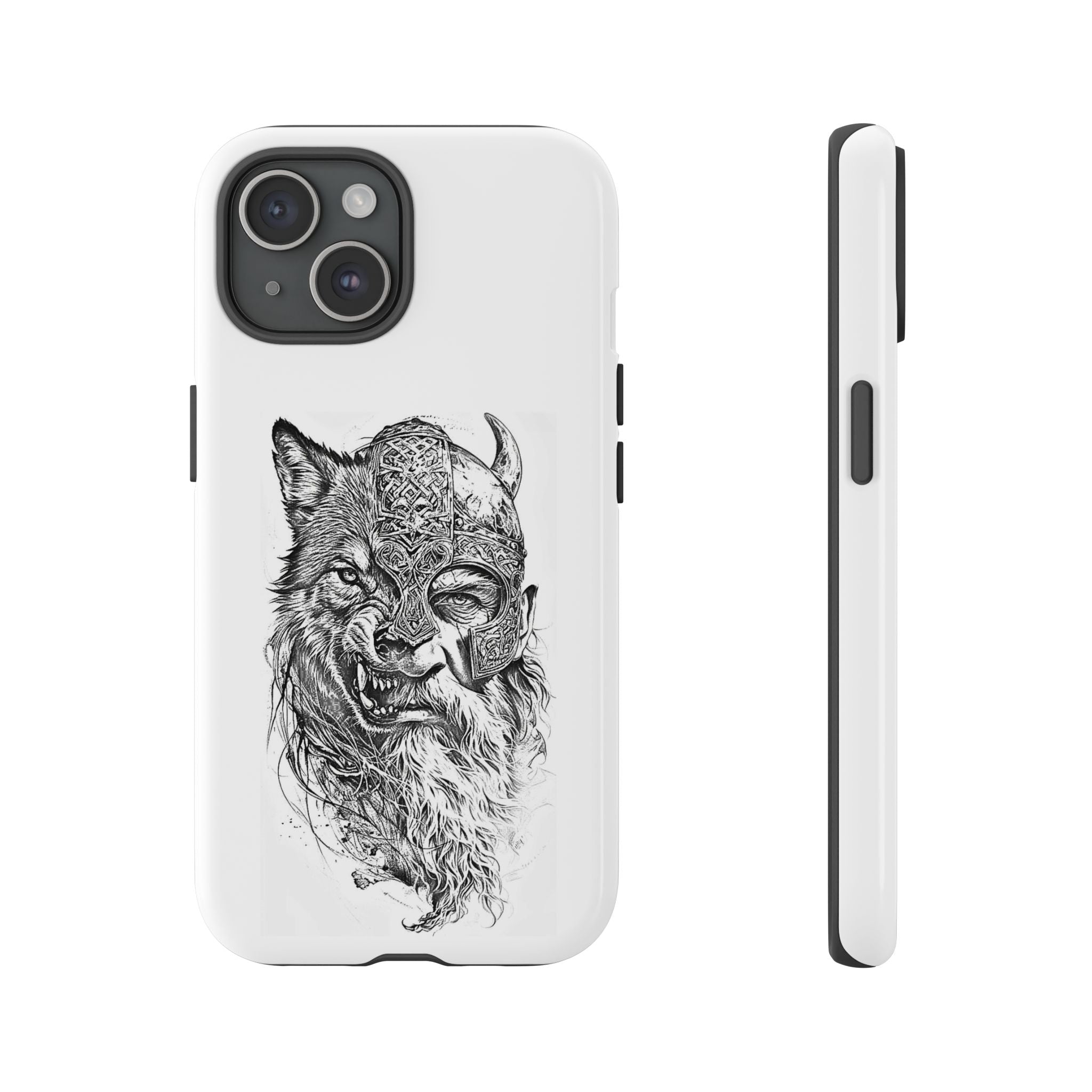 Viking Wolf Spirit – Norse Warrior Fusion iPhone Case