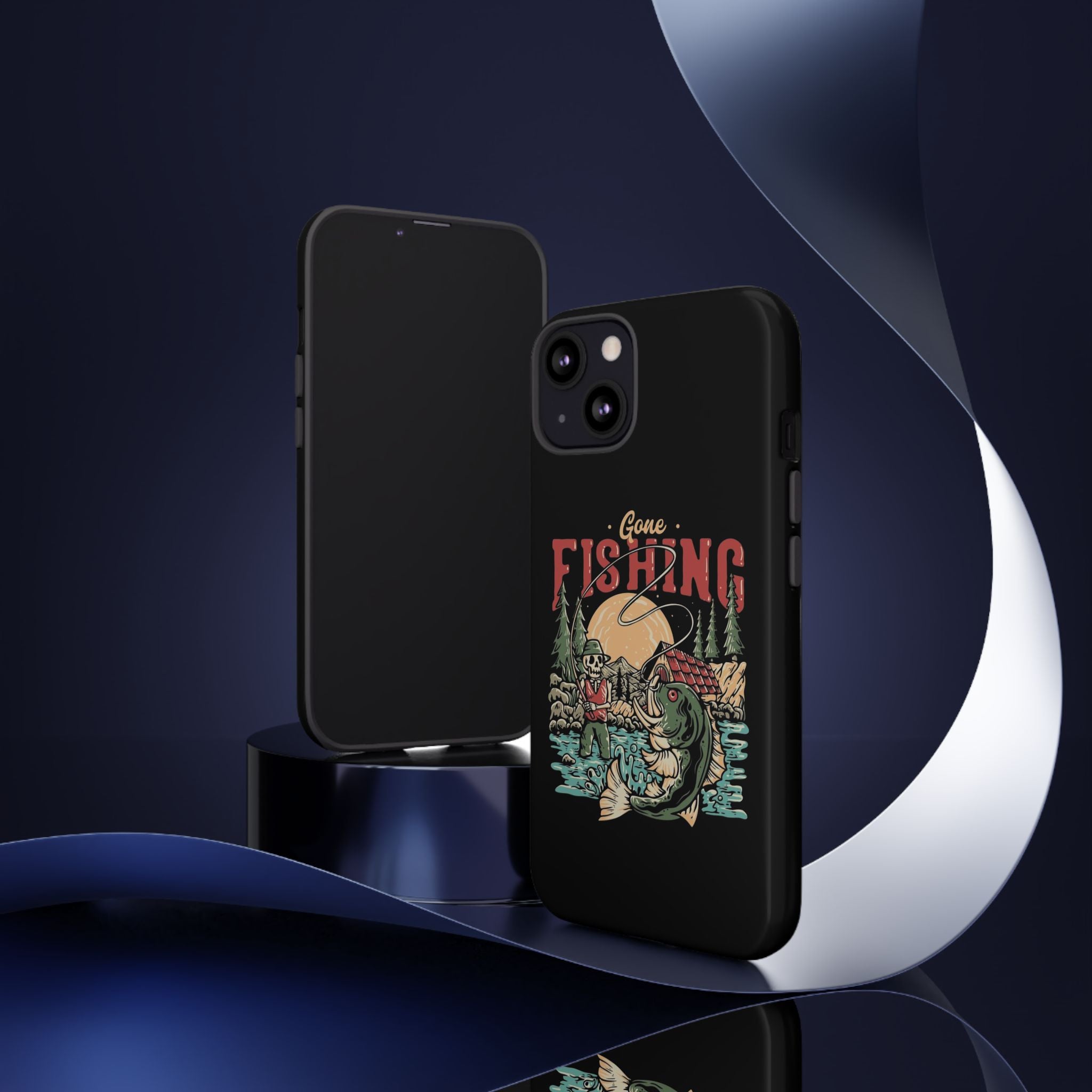 Gone Fishing Skeleton – Vintage Angler iPhone Case