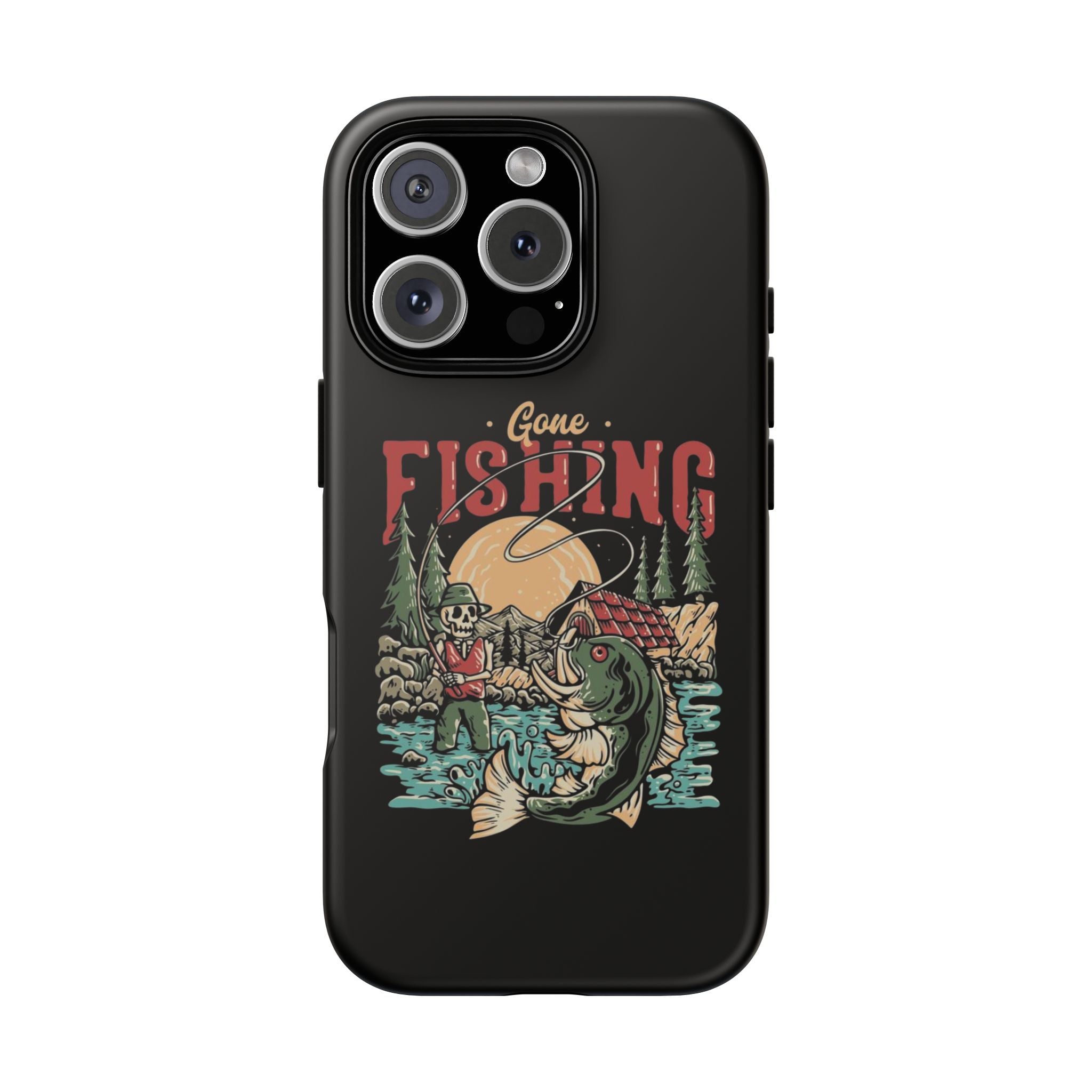 Gone Fishing Skeleton – Vintage Angler iPhone Case