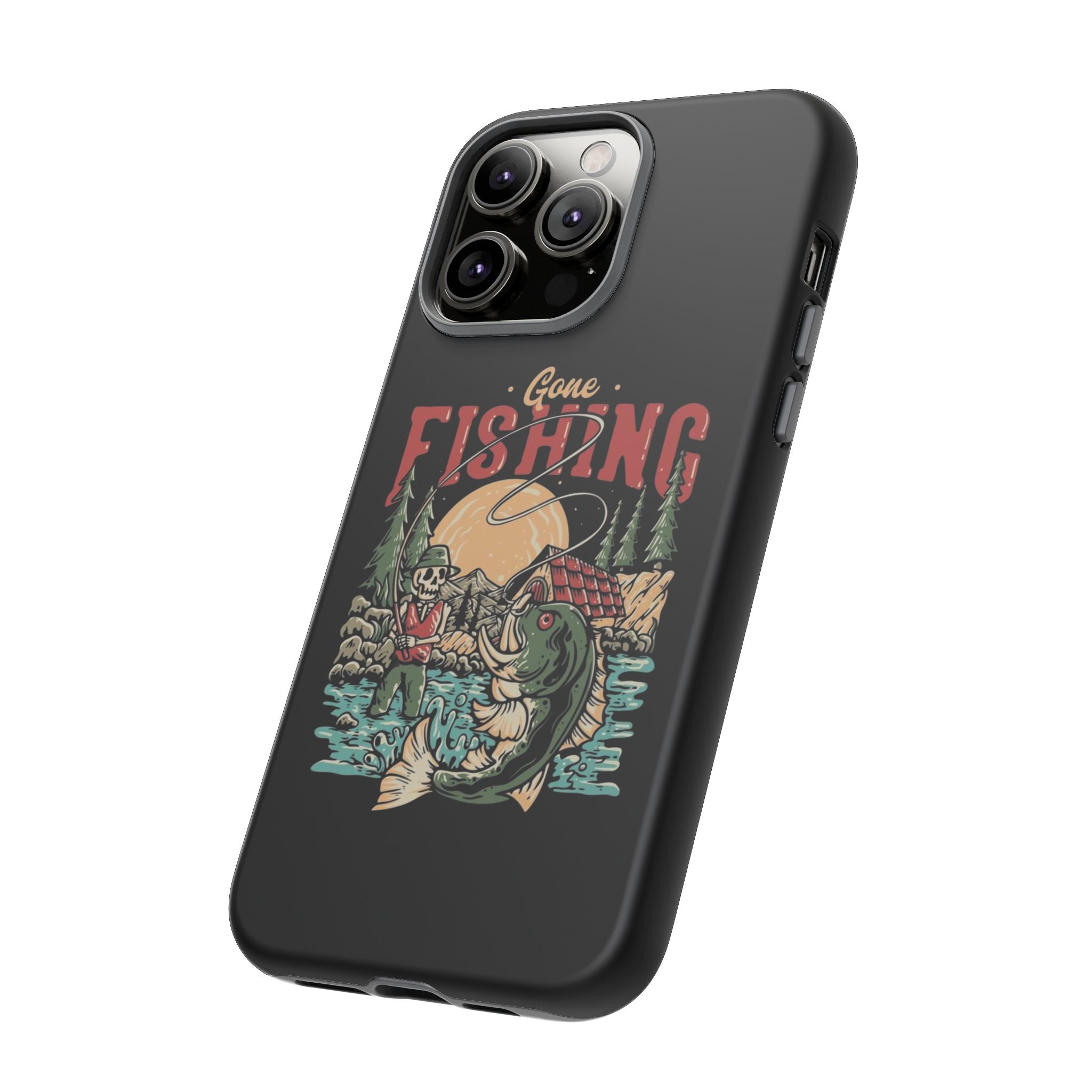 Gone Fishing Skeleton – Vintage Angler iPhone Case