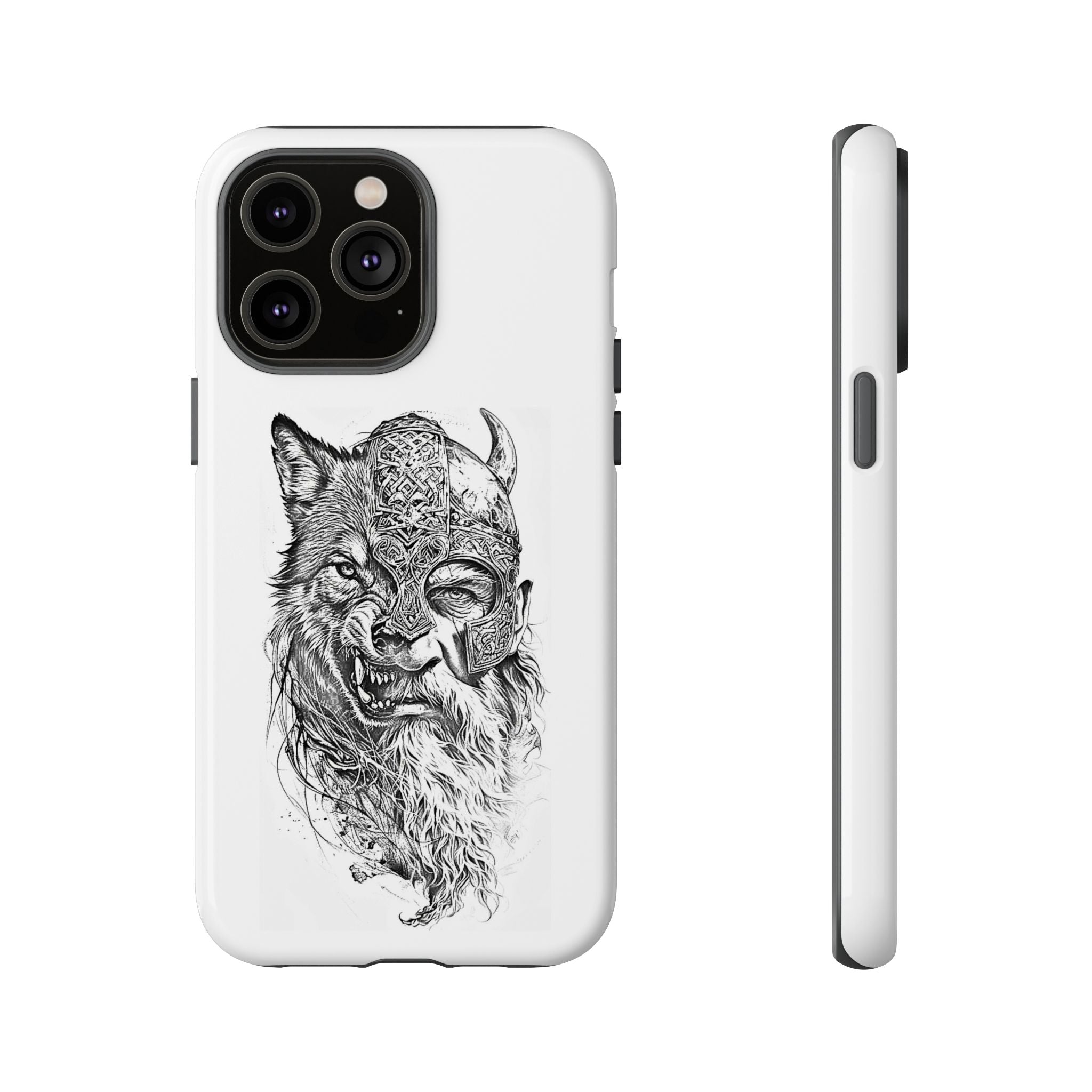 Viking Wolf Spirit – Norse Warrior Fusion iPhone Case