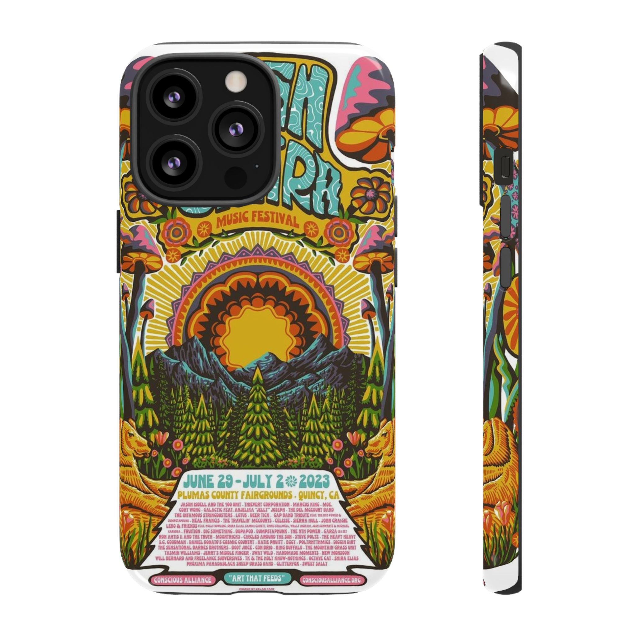 Psychedelic Festival Forest – Retro Mushroom Tough iPhone Case