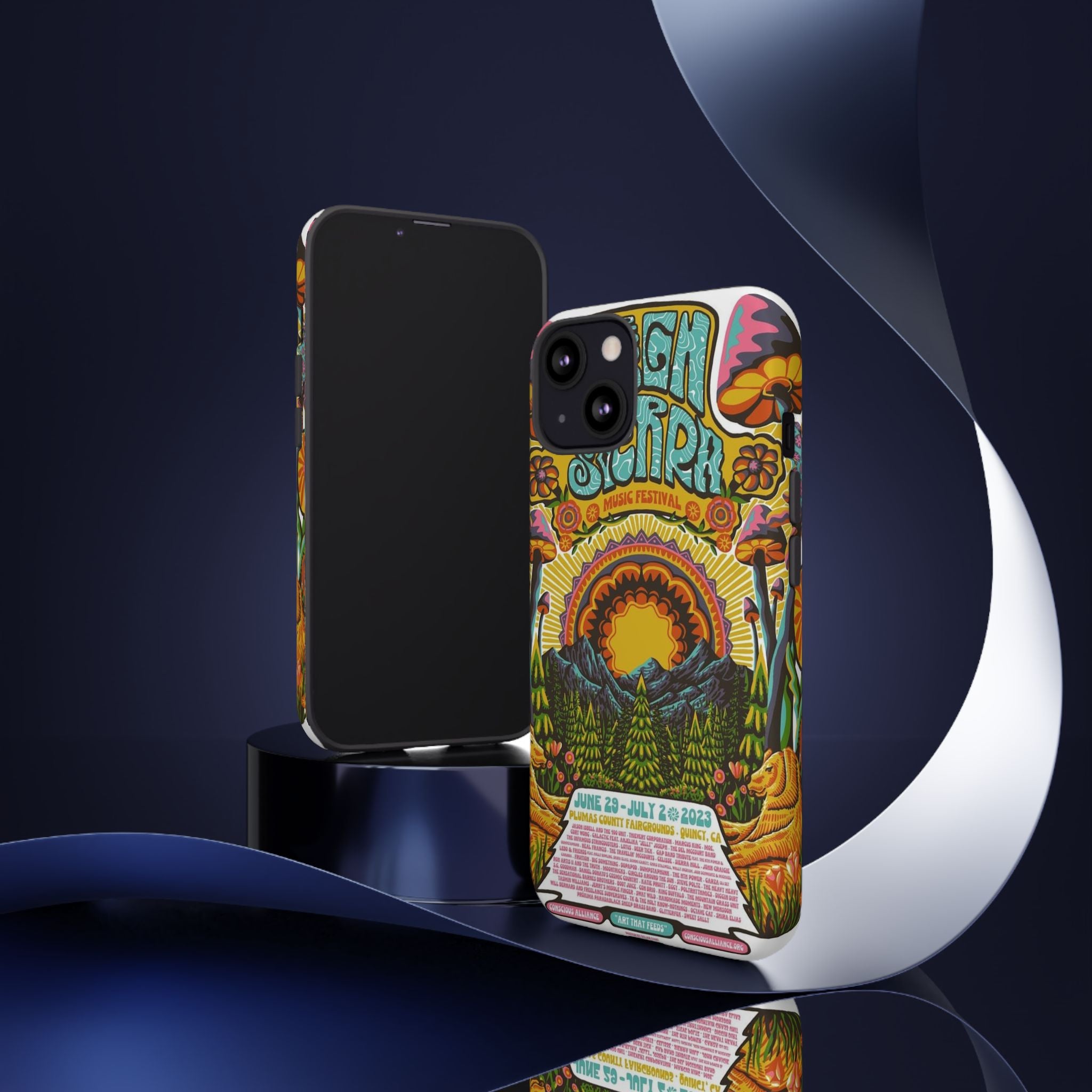Psychedelic Festival Forest – Retro Mushroom Tough iPhone Case
