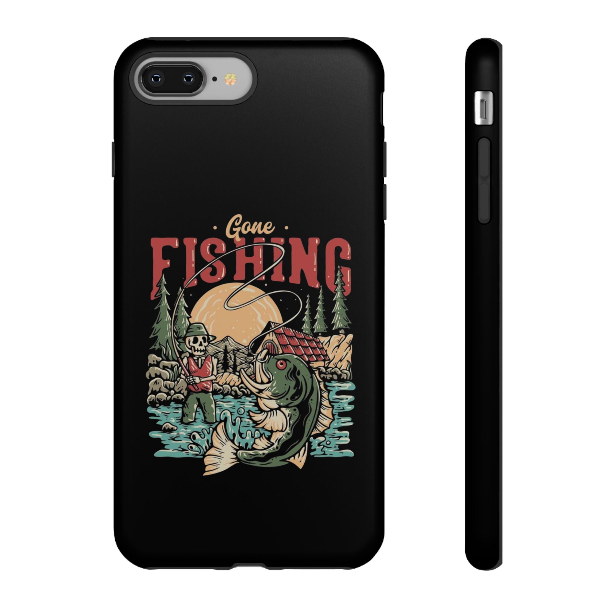 Gone Fishing Skeleton – Vintage Angler iPhone Case