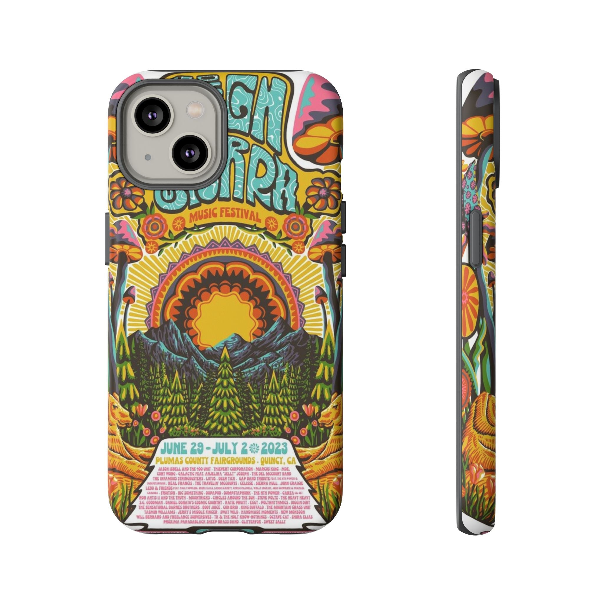 Psychedelic Festival Forest – Retro Mushroom Tough iPhone Case
