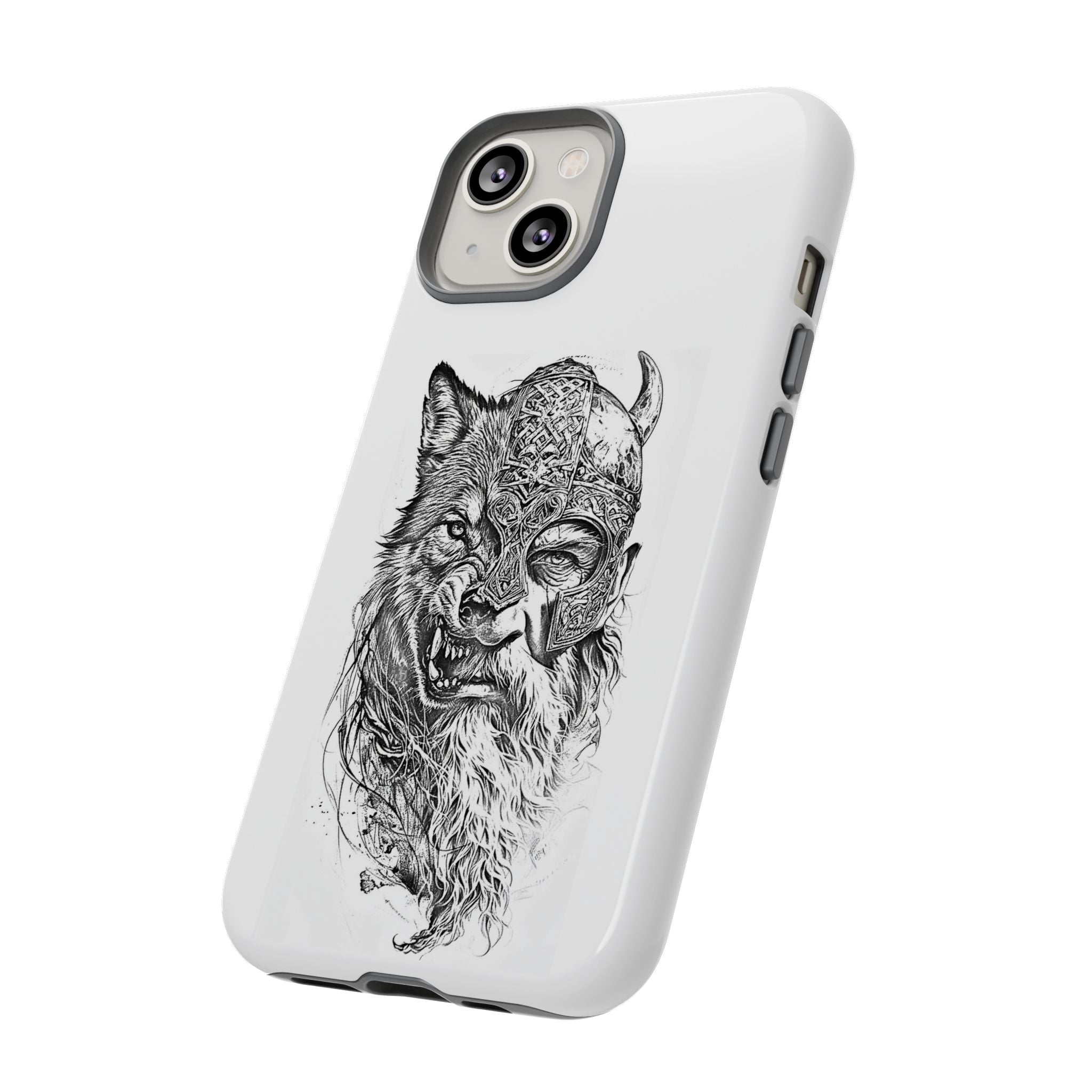 Viking Wolf Spirit – Norse Warrior Fusion iPhone Case