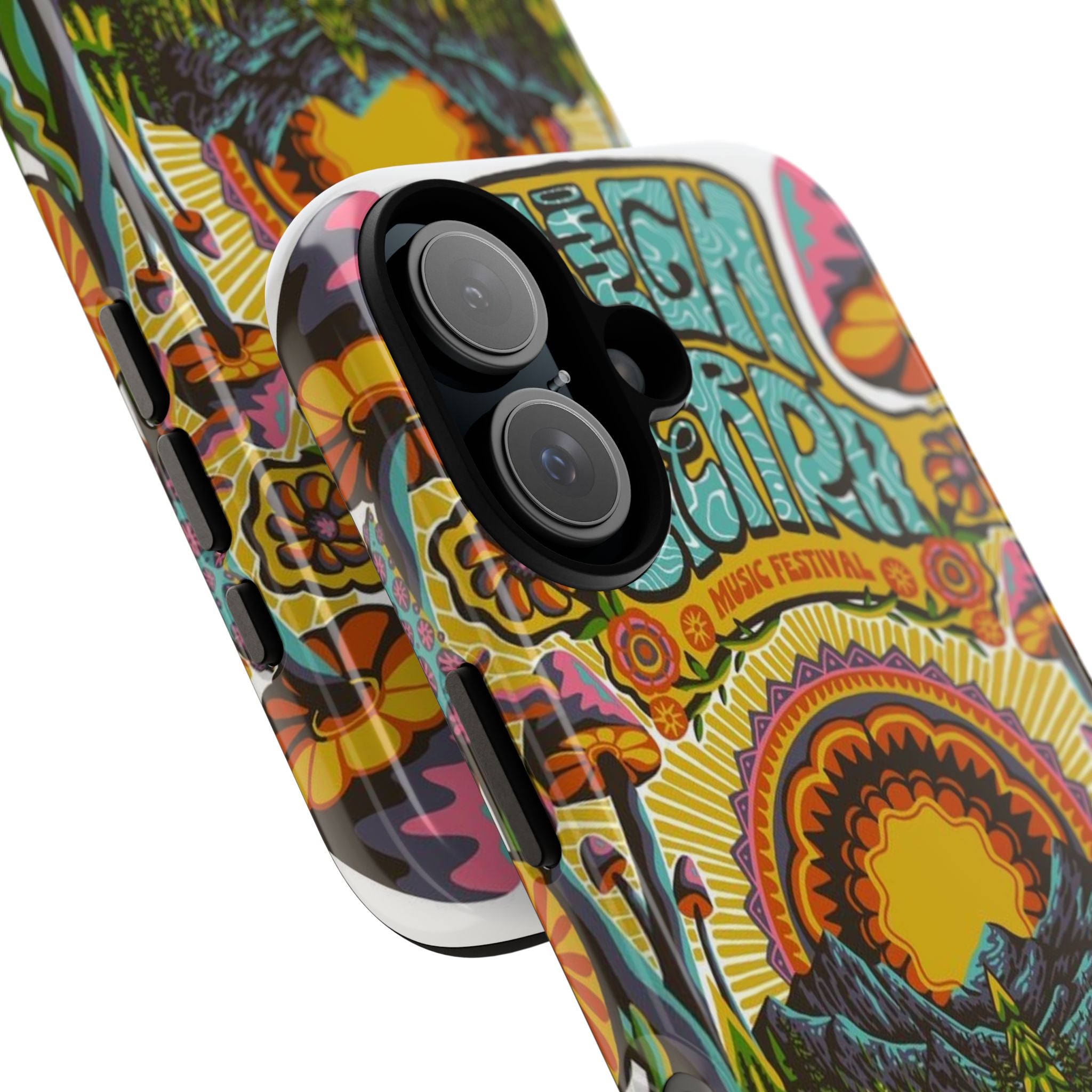 Psychedelic Festival Forest – Retro Mushroom Tough iPhone Case