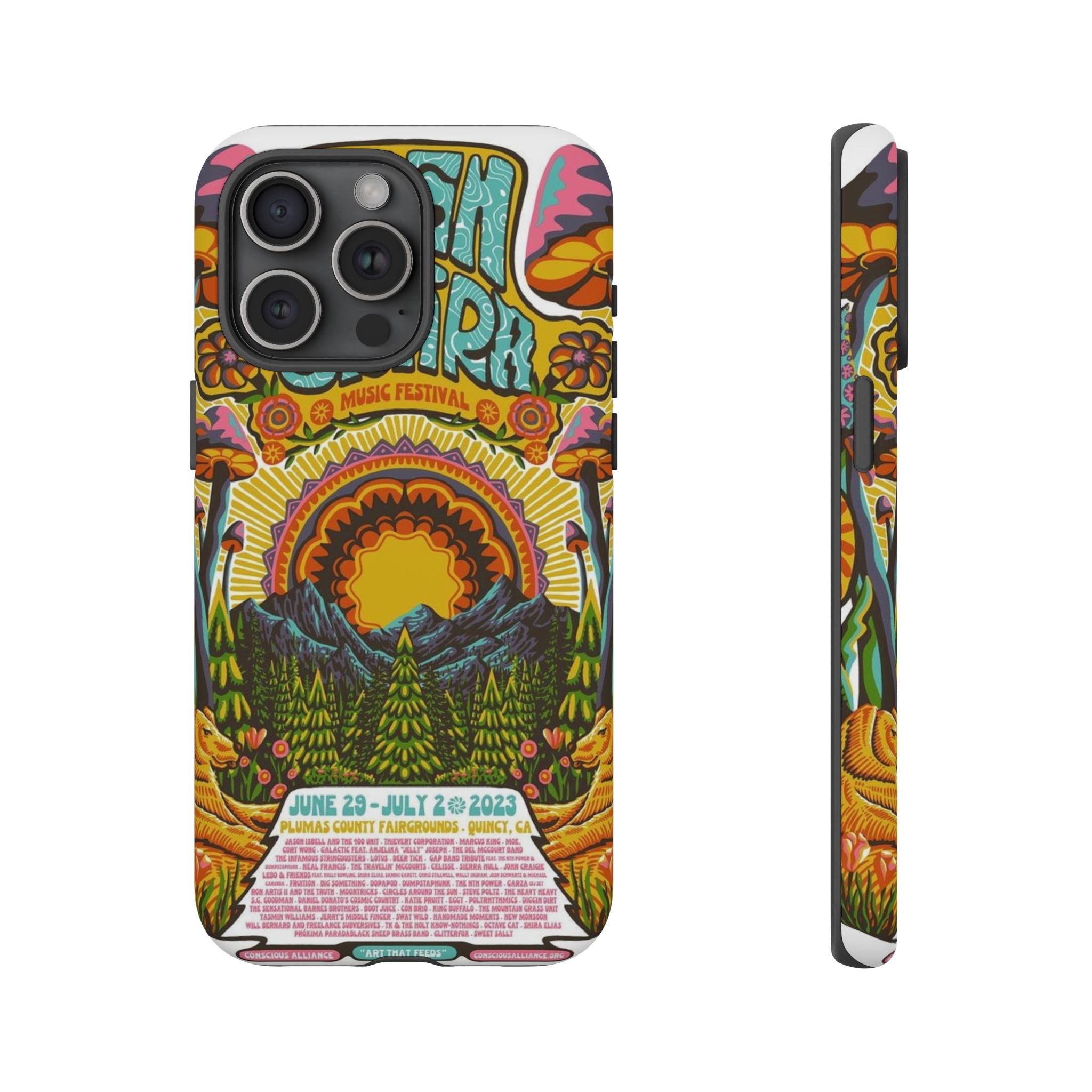 Psychedelic Festival Forest – Retro Mushroom Tough iPhone Case