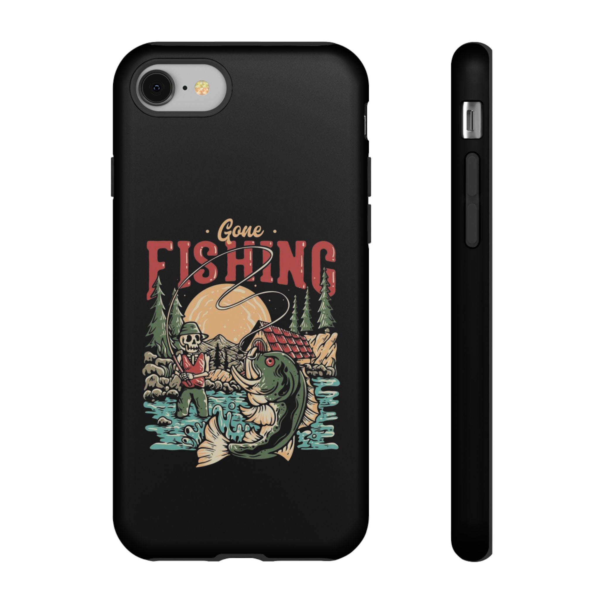 Gone Fishing Skeleton – Vintage Angler iPhone Case
