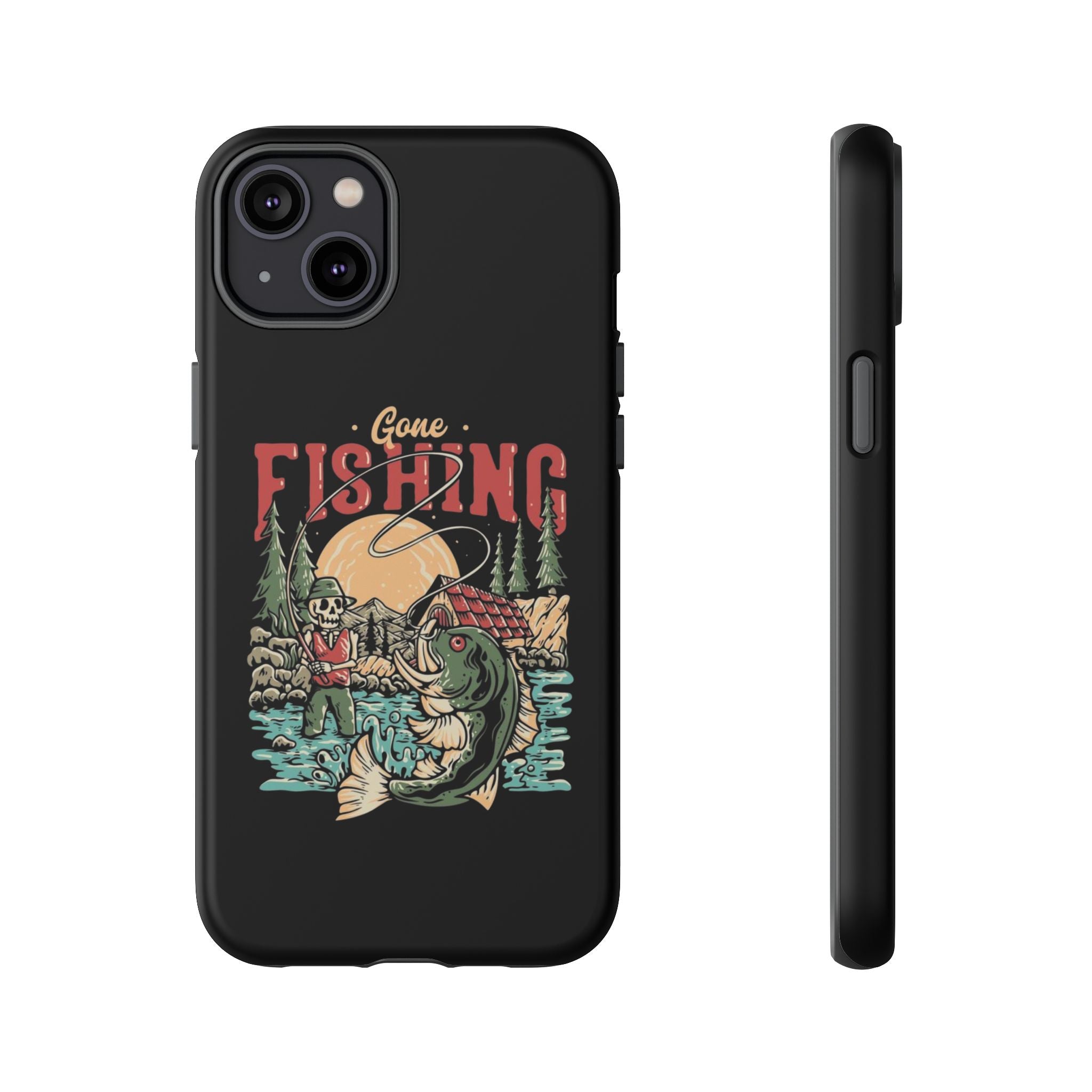 Gone Fishing Skeleton – Vintage Angler iPhone Case