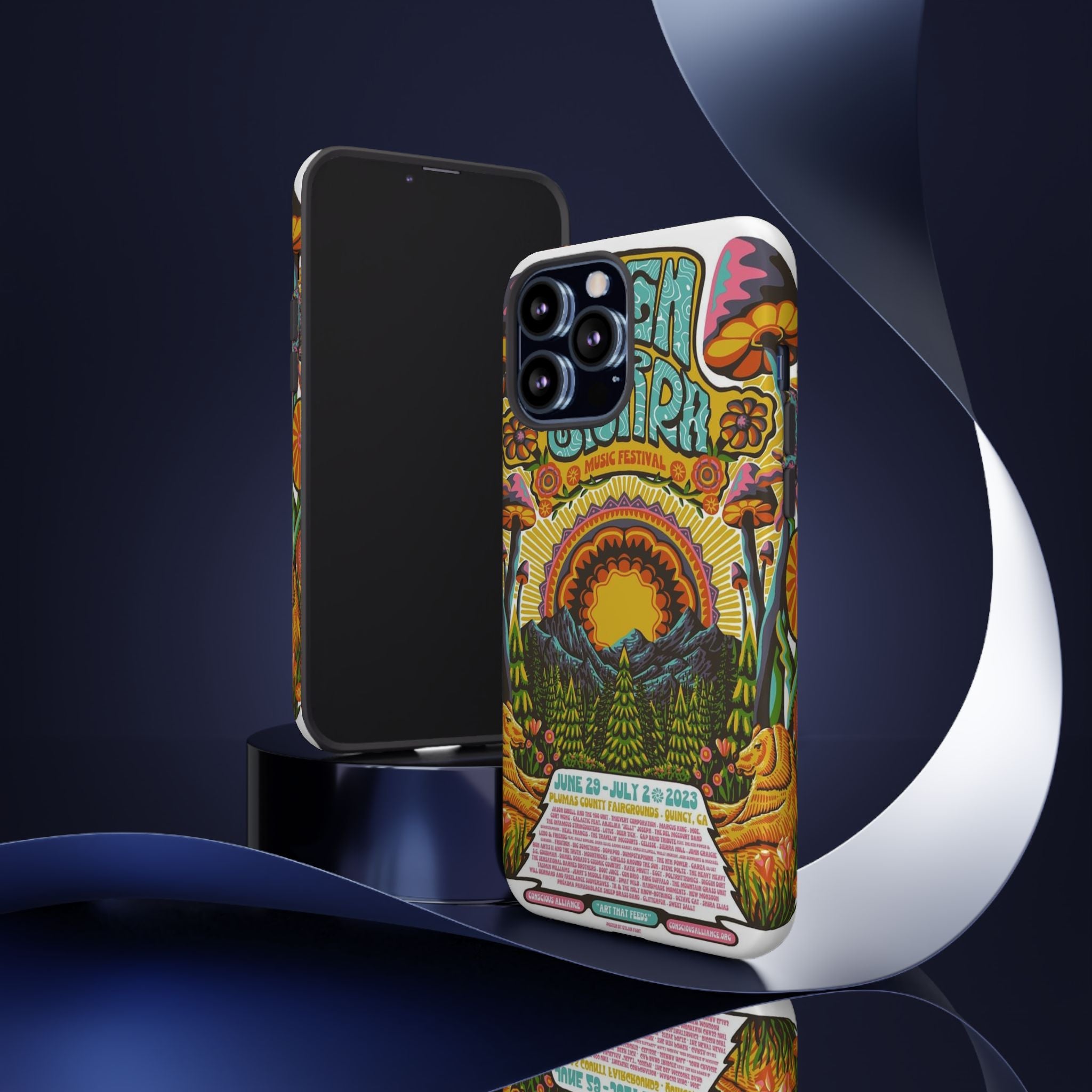 Psychedelic Festival Forest – Retro Mushroom Tough iPhone Case