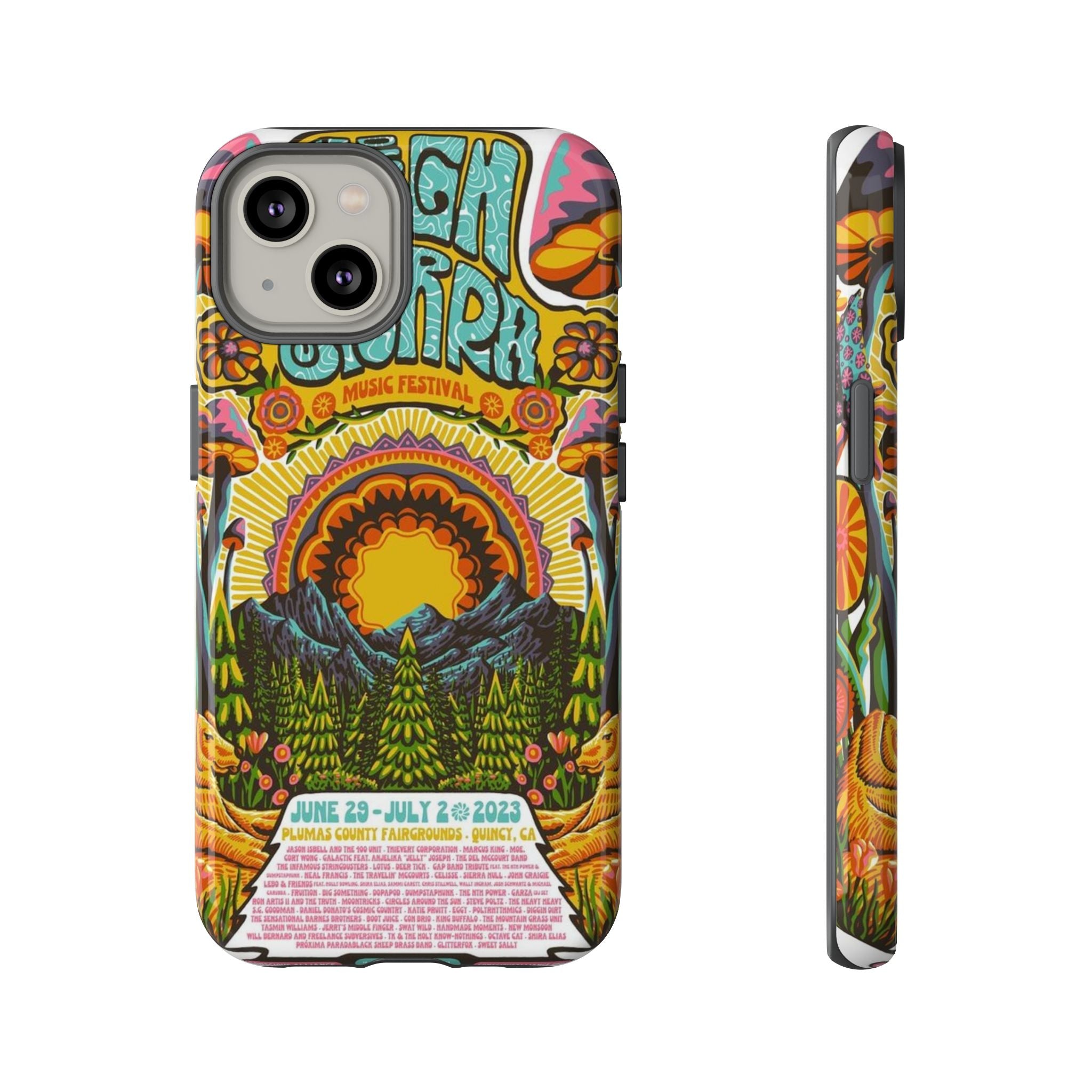 Psychedelic Festival Forest – Retro Mushroom Tough iPhone Case