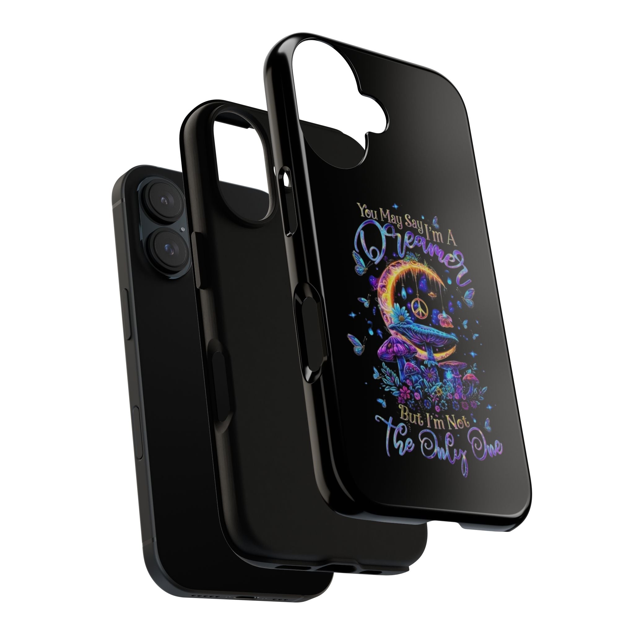 Dreamer Moon & Mushrooms – Neon Psychedelic iPhone Case