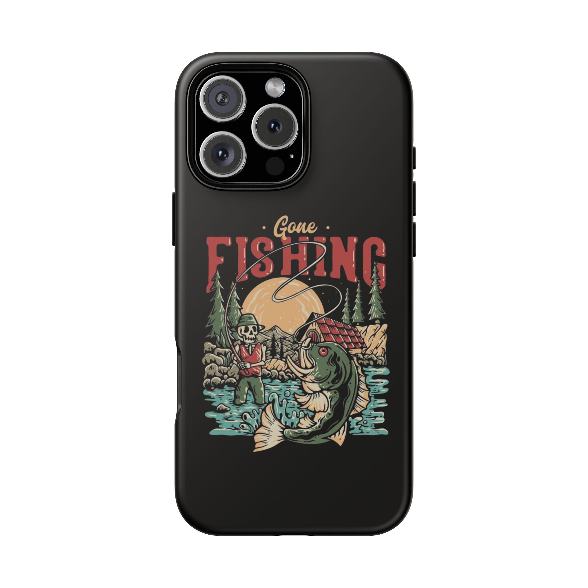 Gone Fishing Skeleton – Vintage Angler iPhone Case