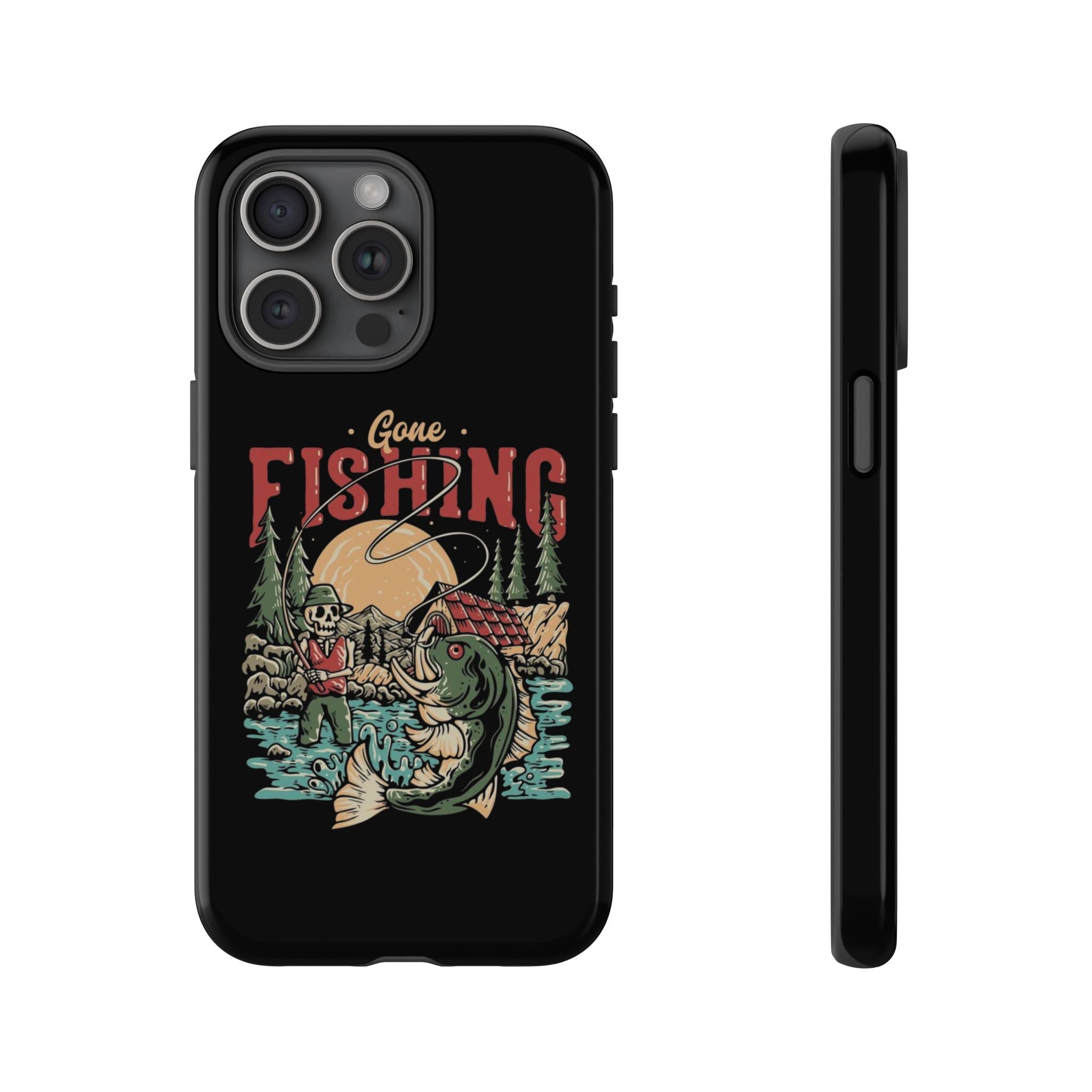 Gone Fishing Skeleton – Vintage Angler iPhone Case