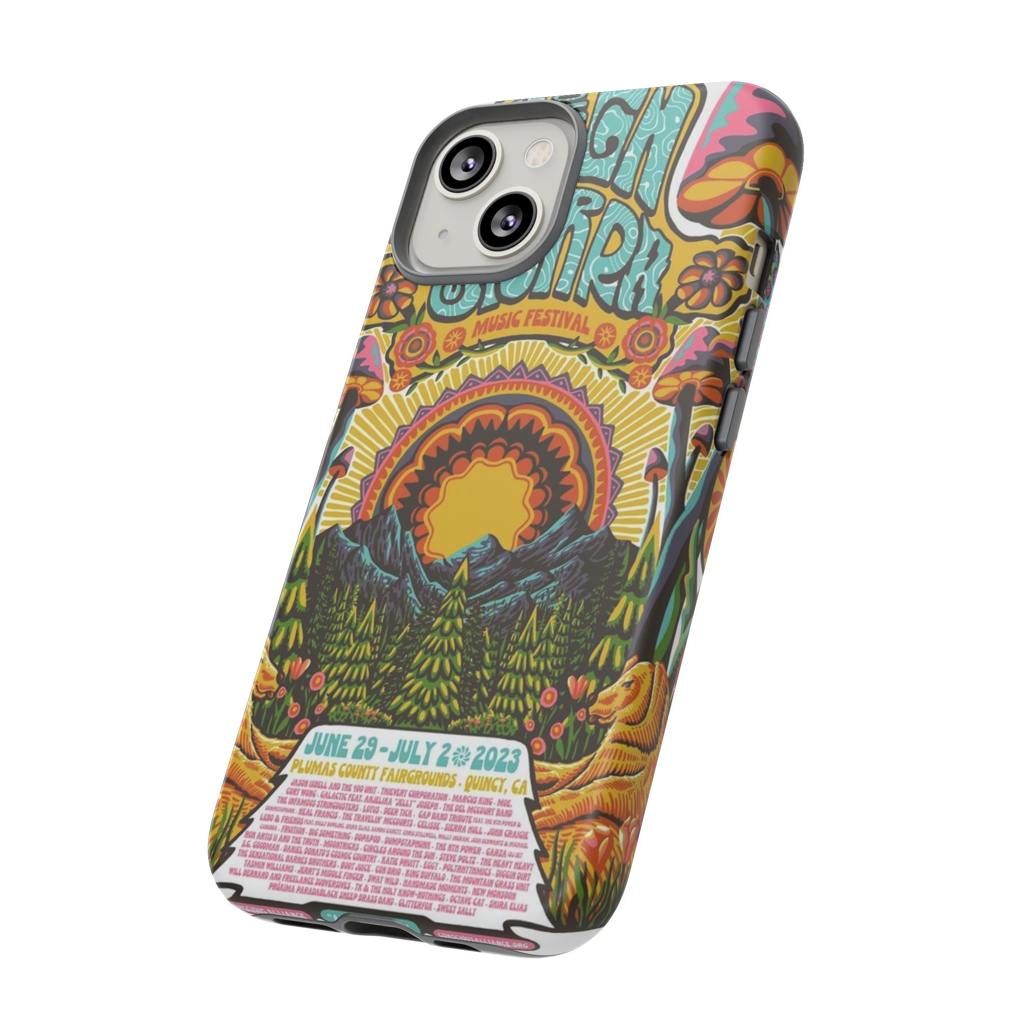 Psychedelic Festival Forest – Retro Mushroom Tough iPhone Case