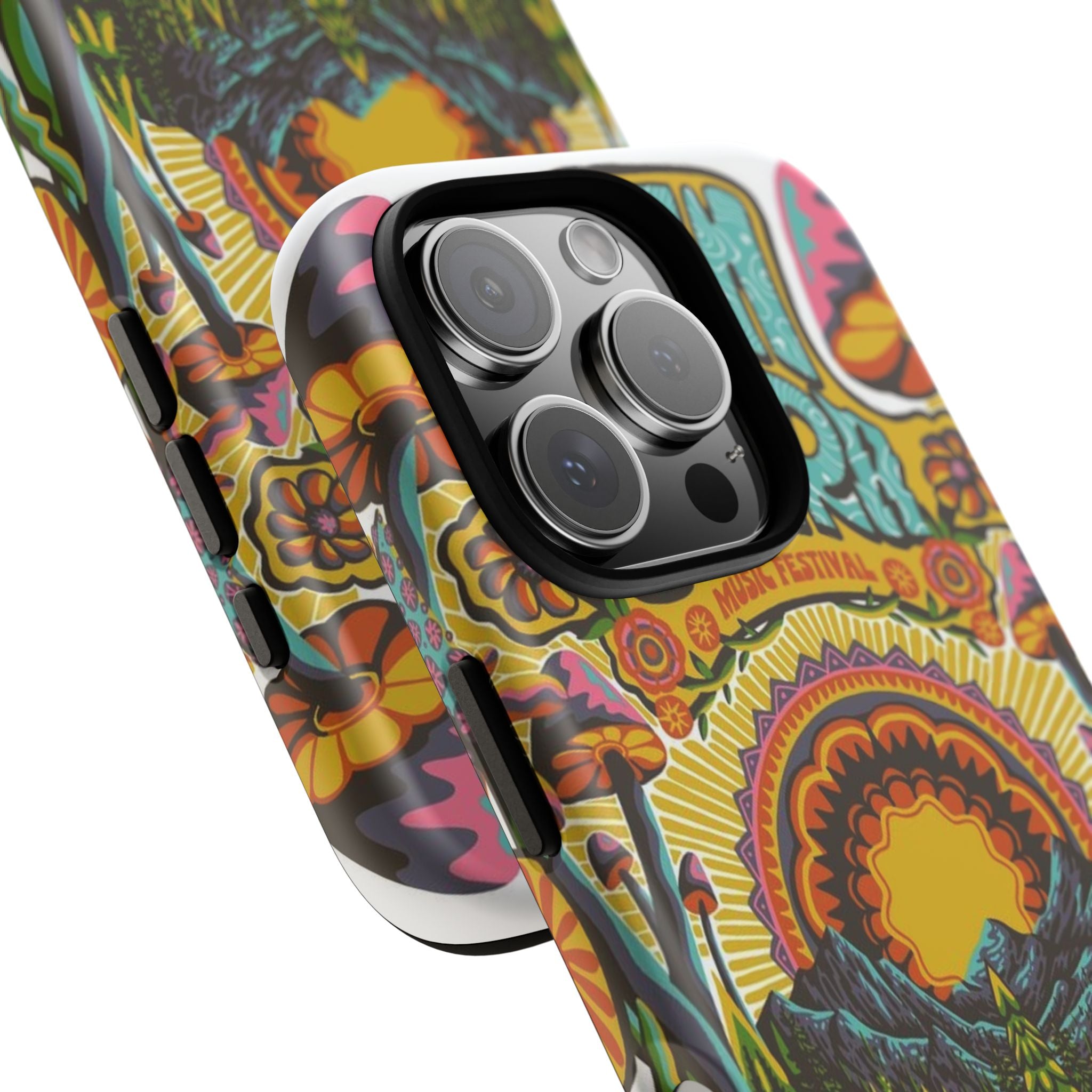 Psychedelic Festival Forest – Retro Mushroom Tough iPhone Case