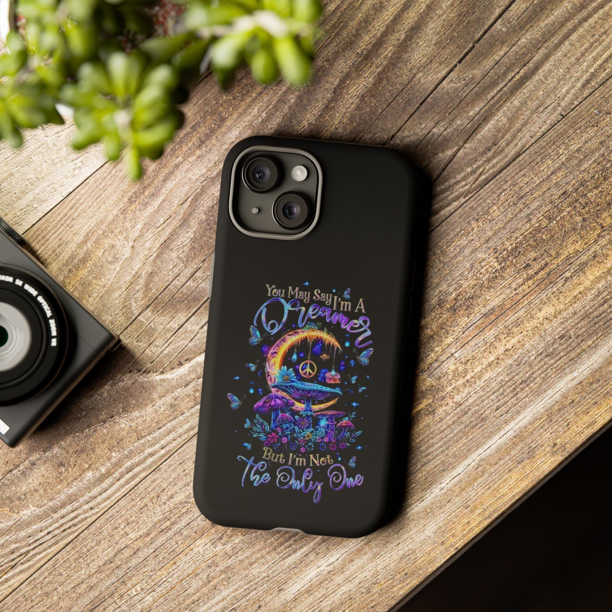 Dreamer Moon & Mushrooms – Neon Psychedelic iPhone Case