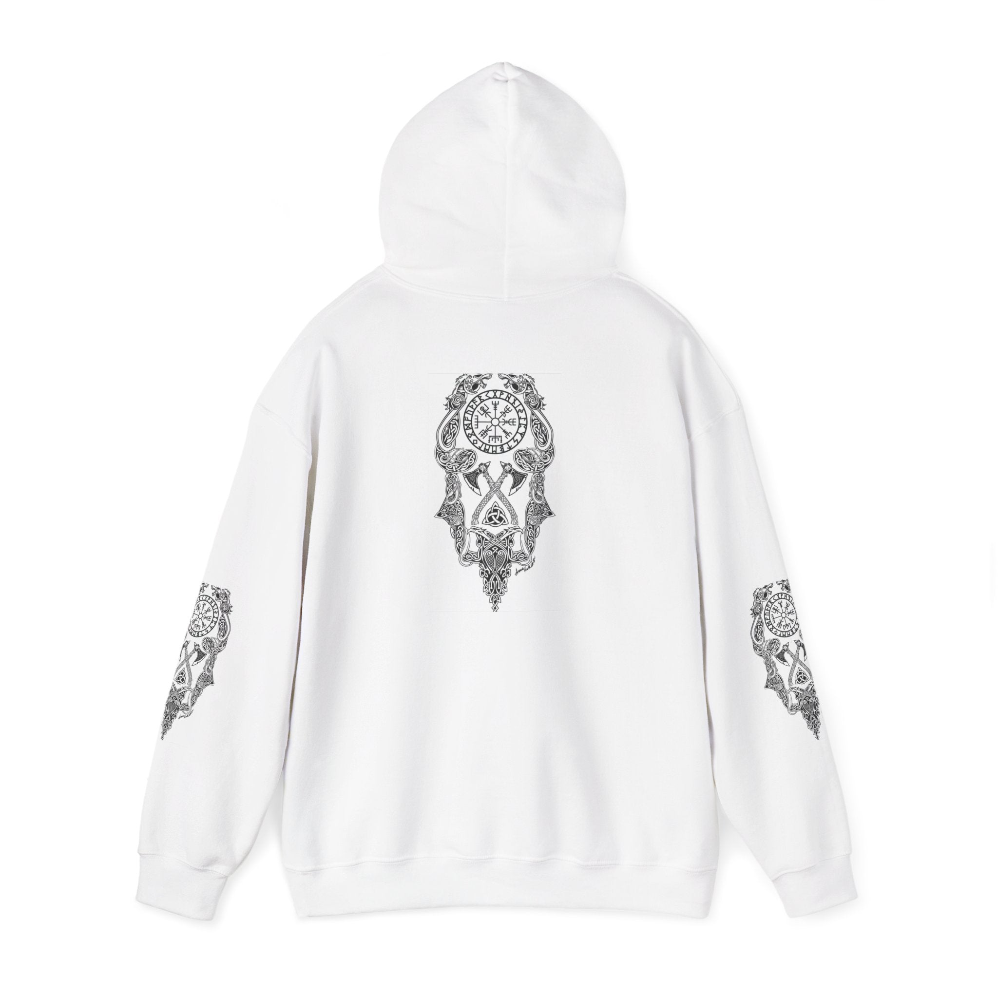 Vegvisir with Double Axes and Celtic Knotwork Chic Graphic Hoodie