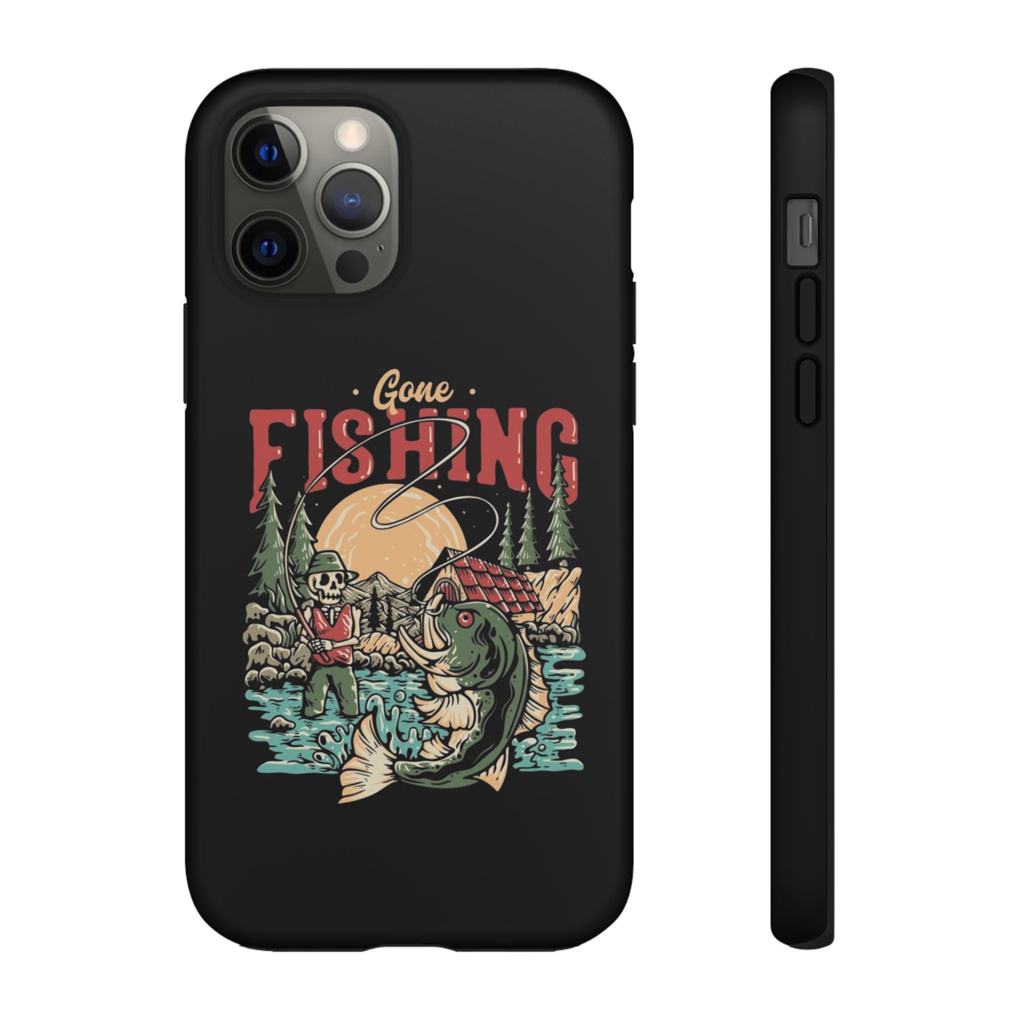 Gone Fishing Skeleton – Vintage Angler iPhone Case